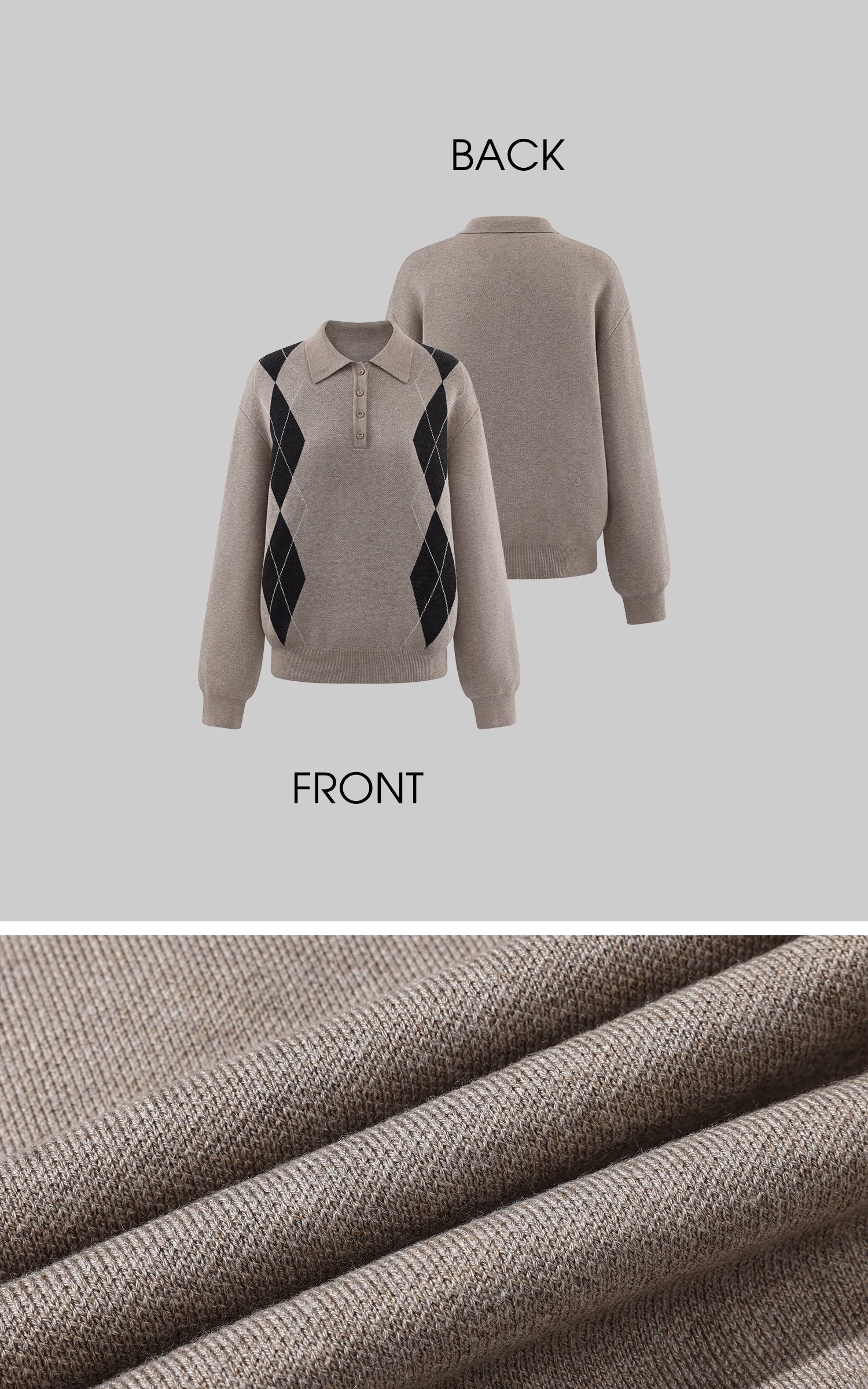 WARDEN EDGE アーガイルニットポロセーター