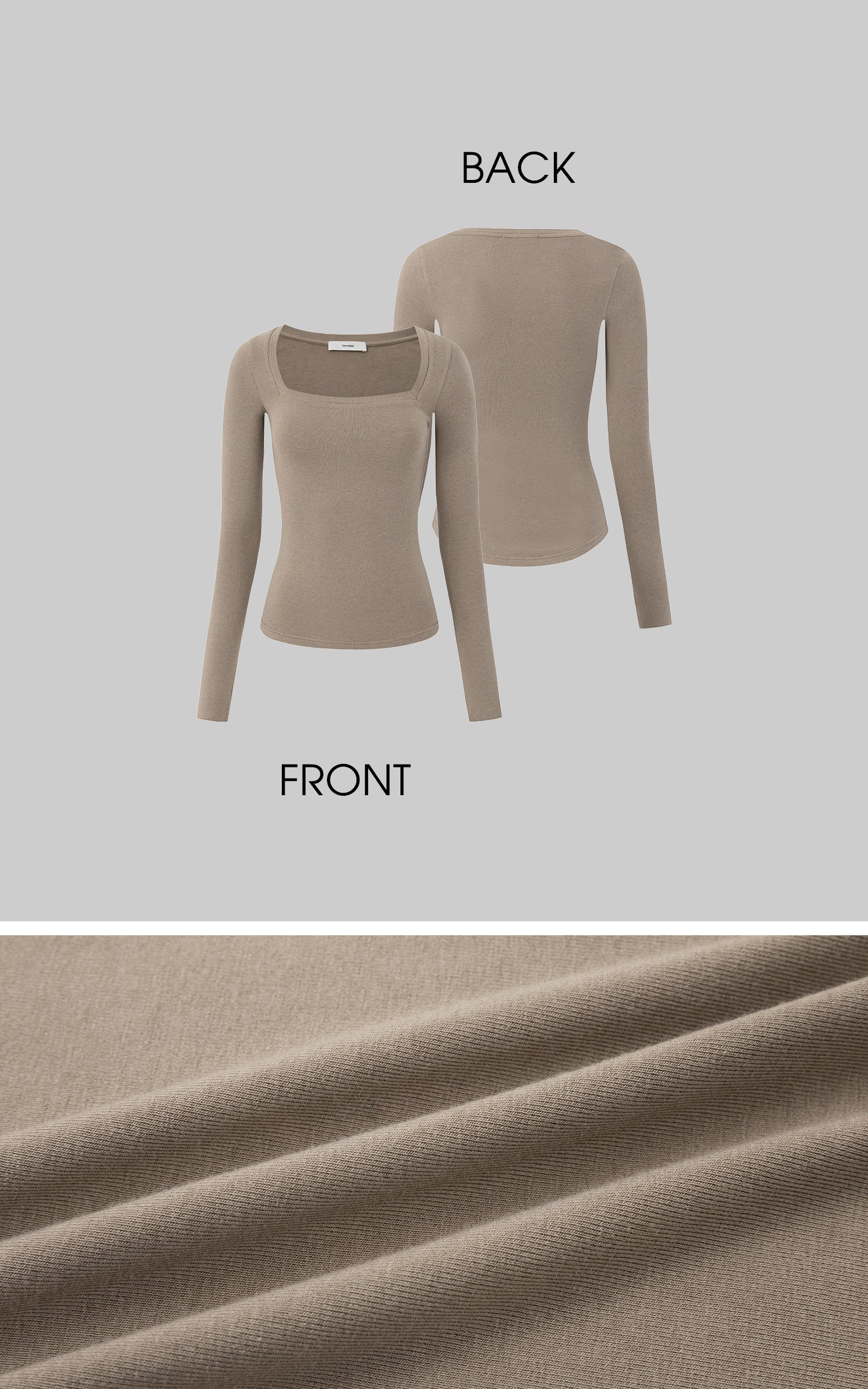 IAMXIAA Square Neck Long Sleeve Base Top