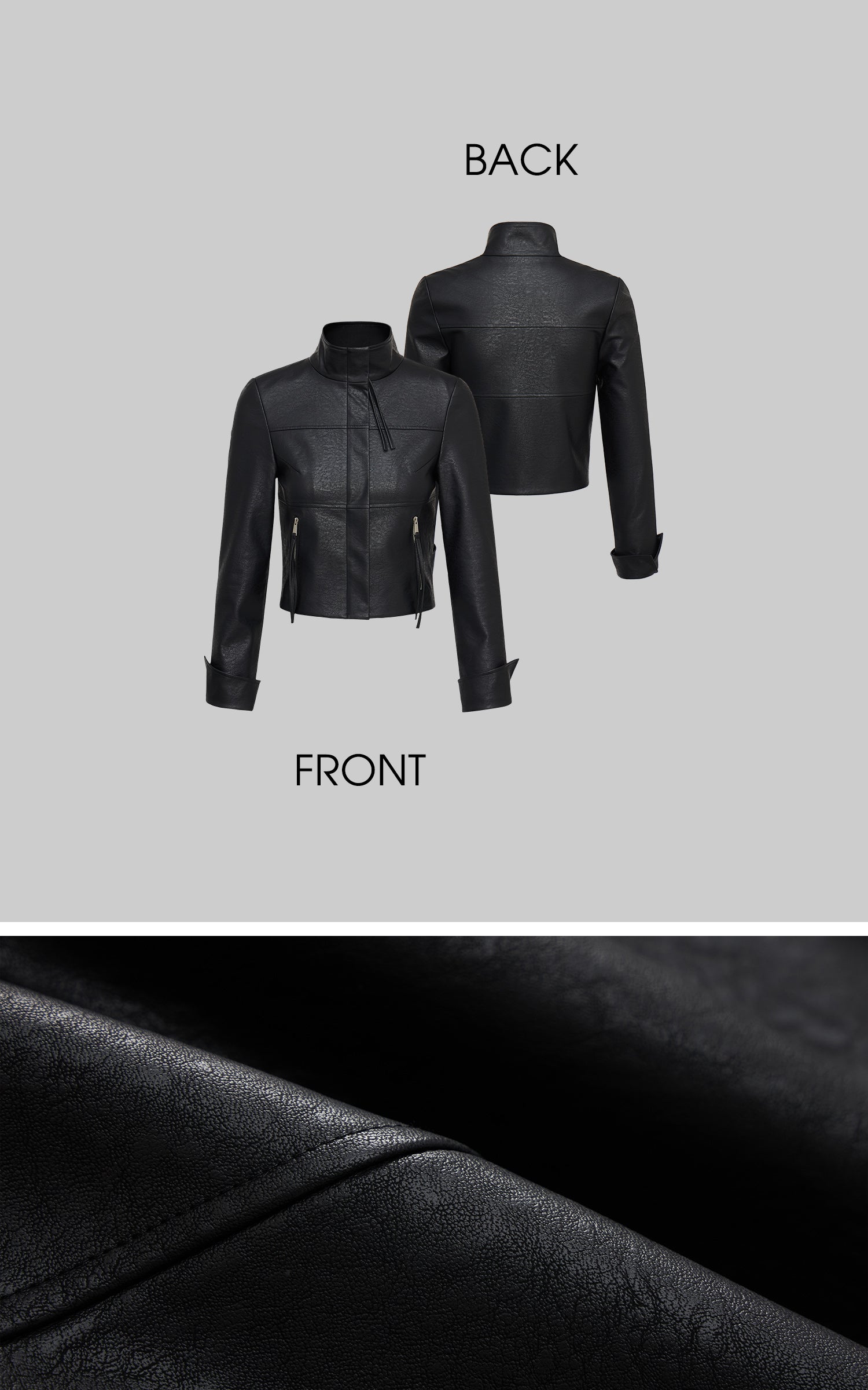 IAMXIAA ジップディテール付きクロップドフェイクレザージャケット