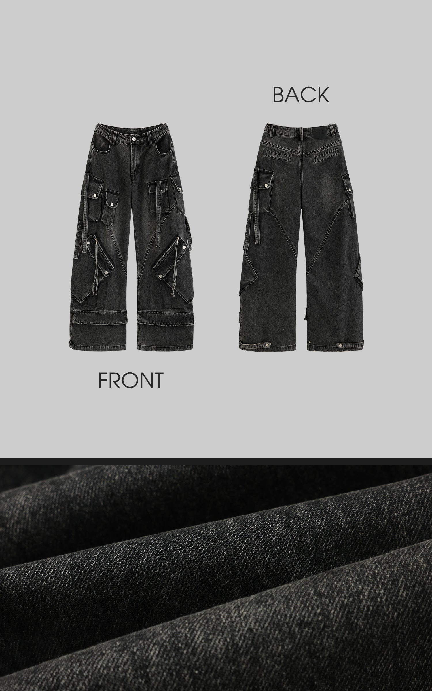 WARDEN EDGE Multi-Pocket High-Rise Cargo Jeans - PINKPARKS