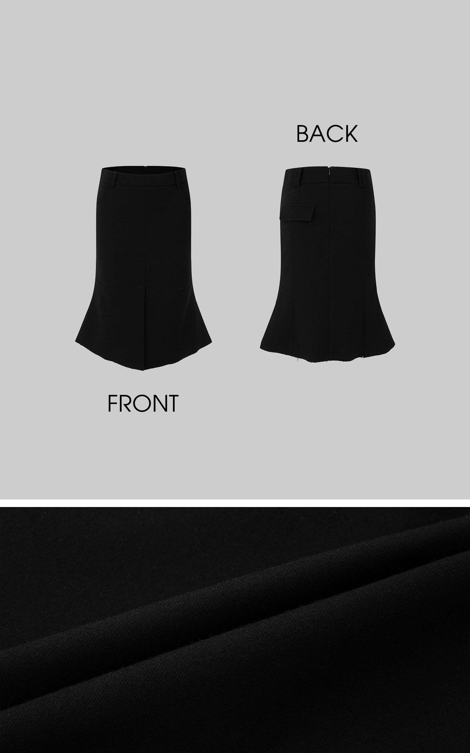 IAMXIAA ウール風ハイウエストマーメイドミディスカート・切りっぱなし裾