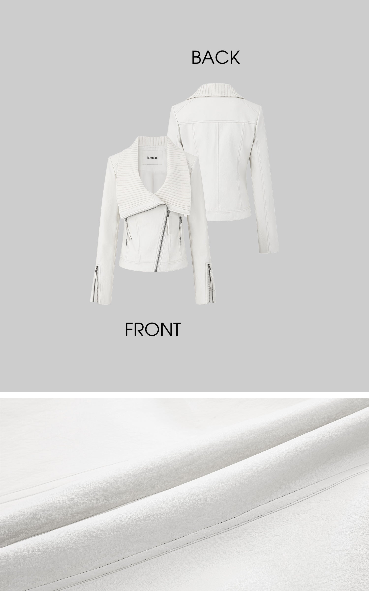 アシンメトリージップ ニットカラー フィットバイカージャケット