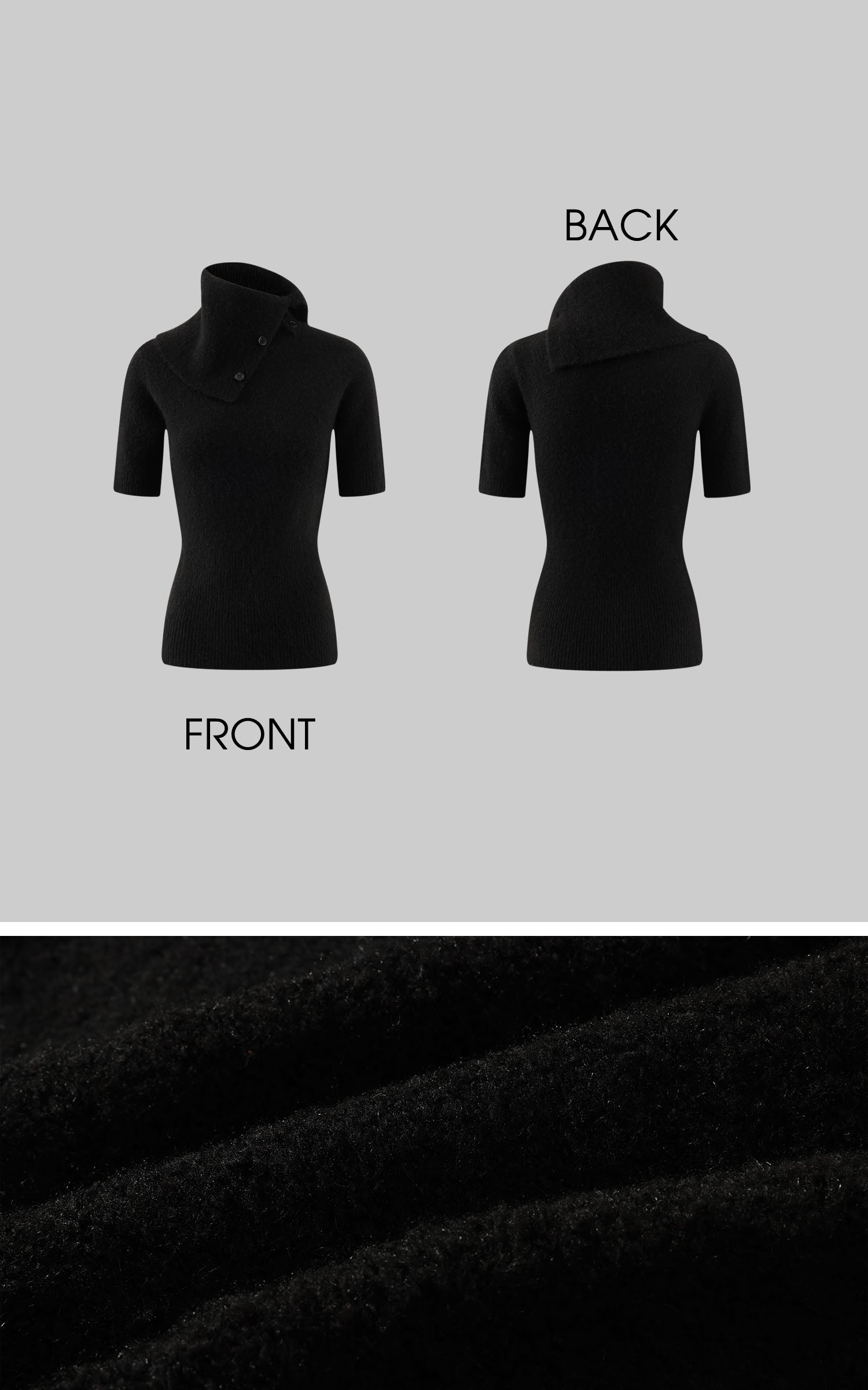 0122stepll ハイネックショートスリーブニットトップ