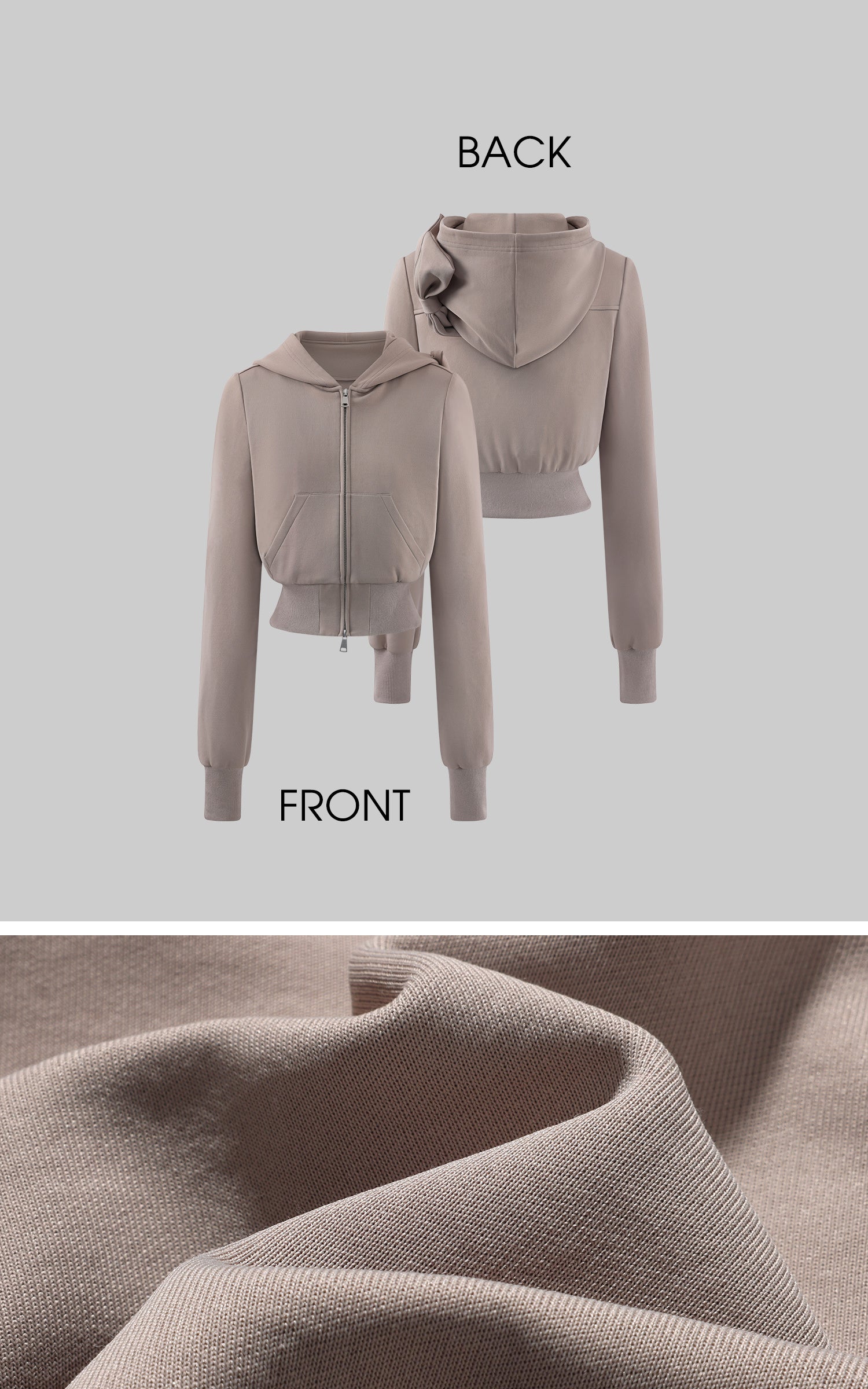 WARDEN EDGE Bow Hood Cropped Zip Hoodie and Pleated Mini Skirt Set