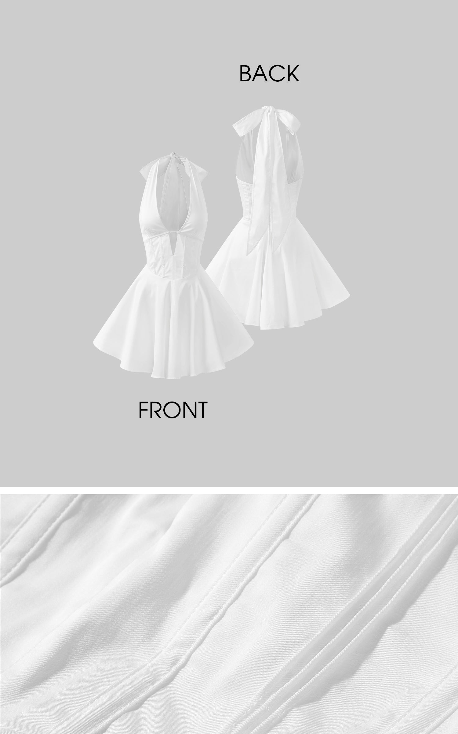 ROVENTE Deep V Halter Mini Dress with Flared Skirt - PINKPARKS