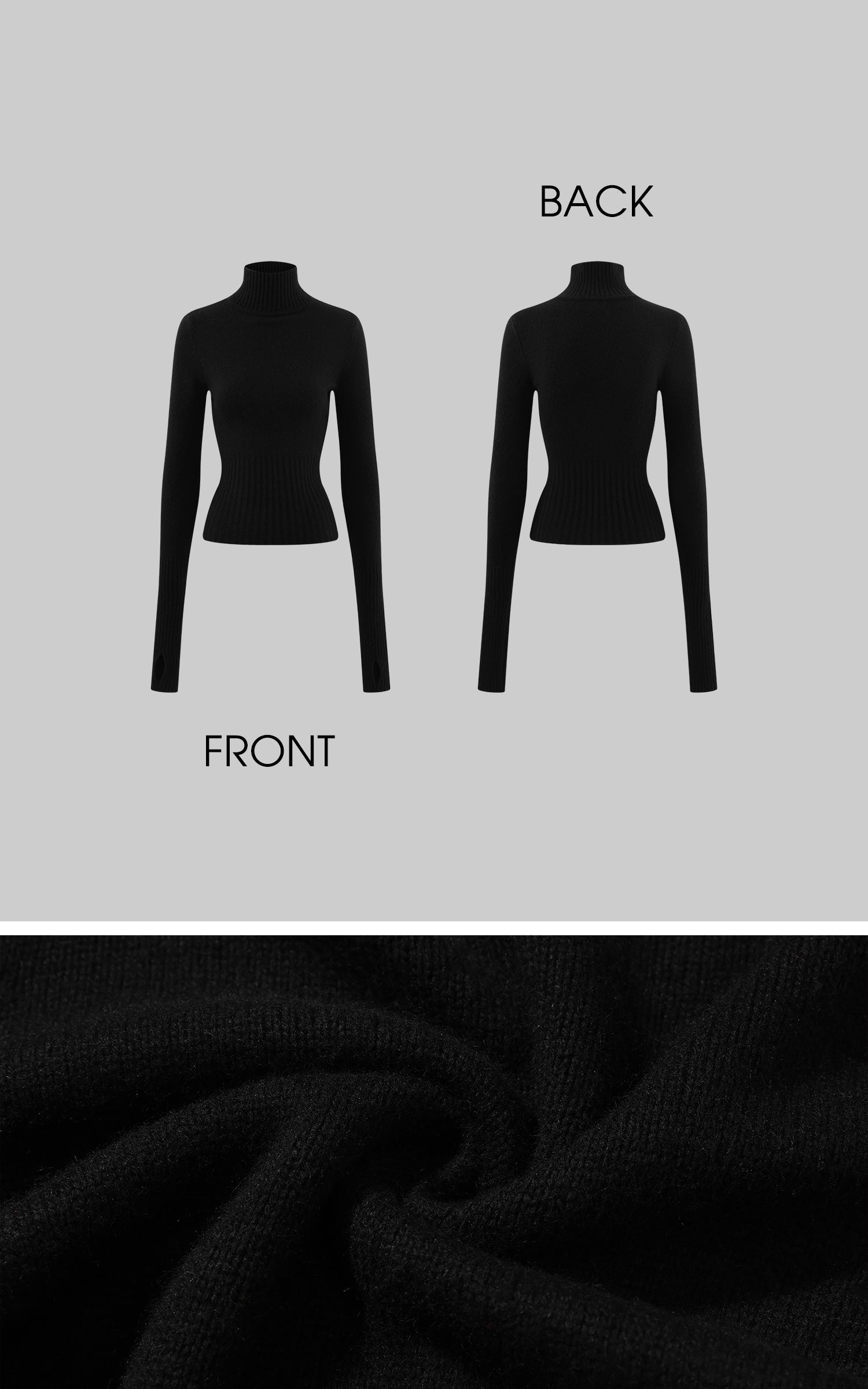 Low pixel スリムフィットハイネックニットトップ