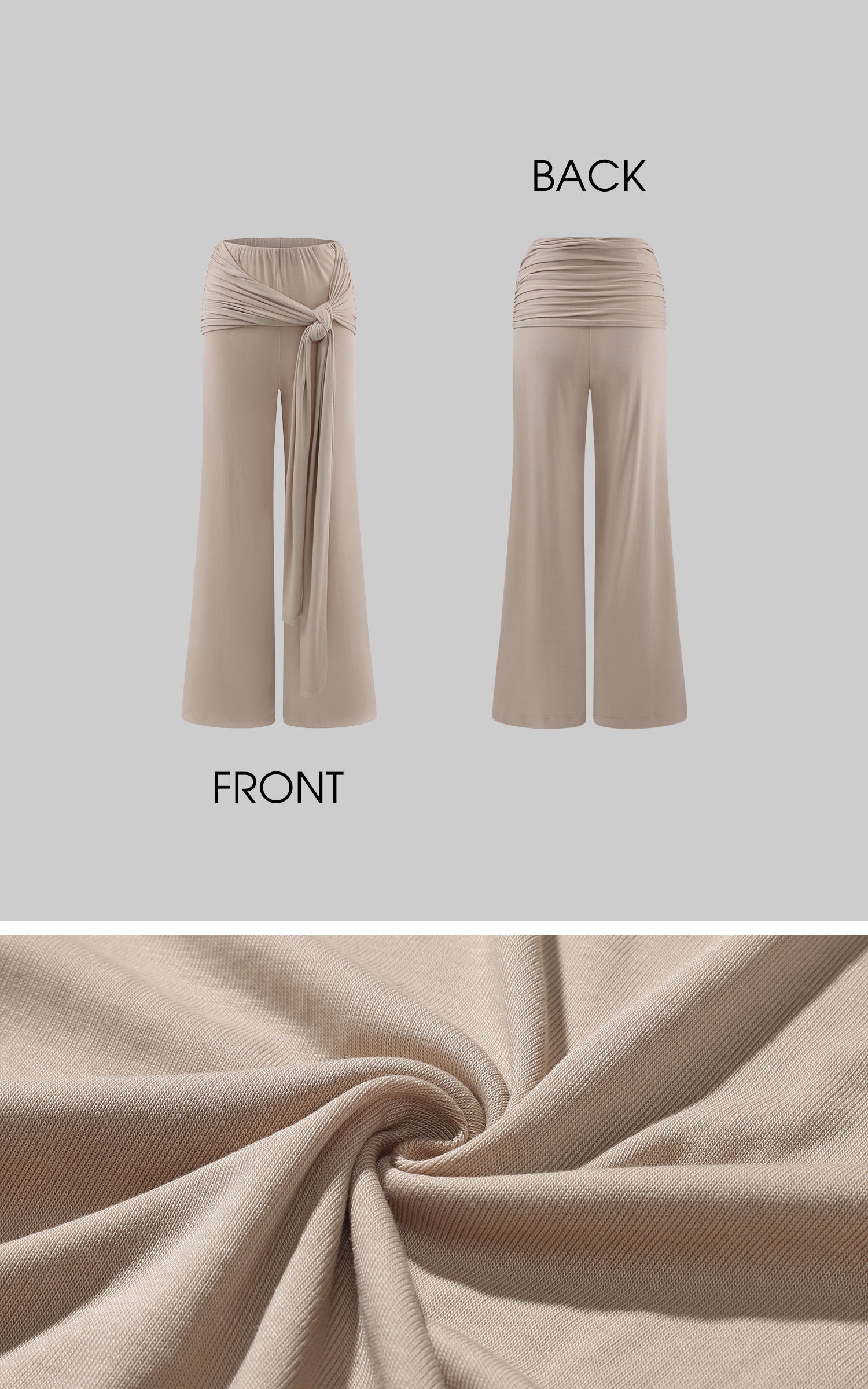 ROVENTE ドレープノットウエスト ワイドレッグパンツ