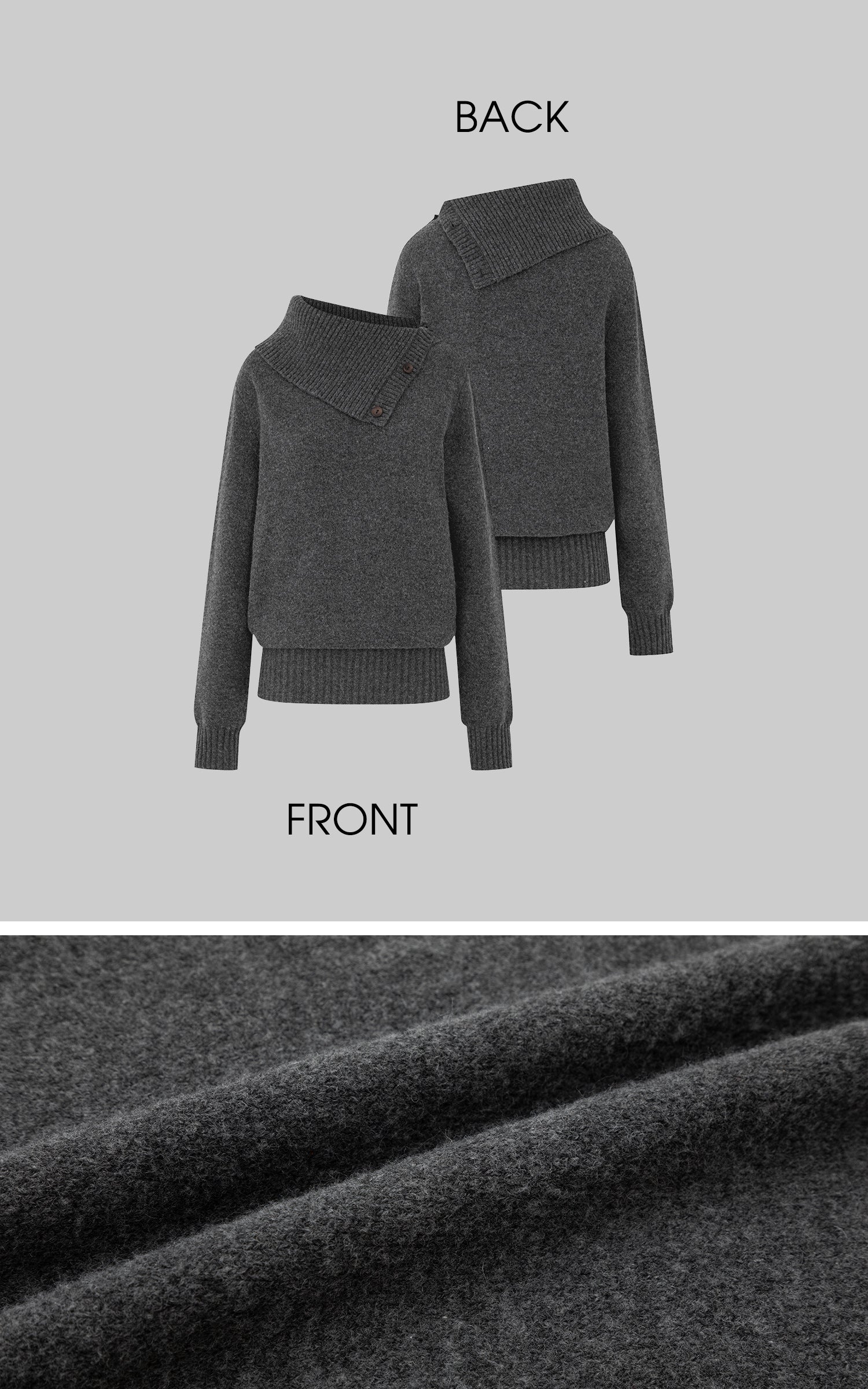 IAMXIAA ボタンネック オーバーサイズ ニットセーター