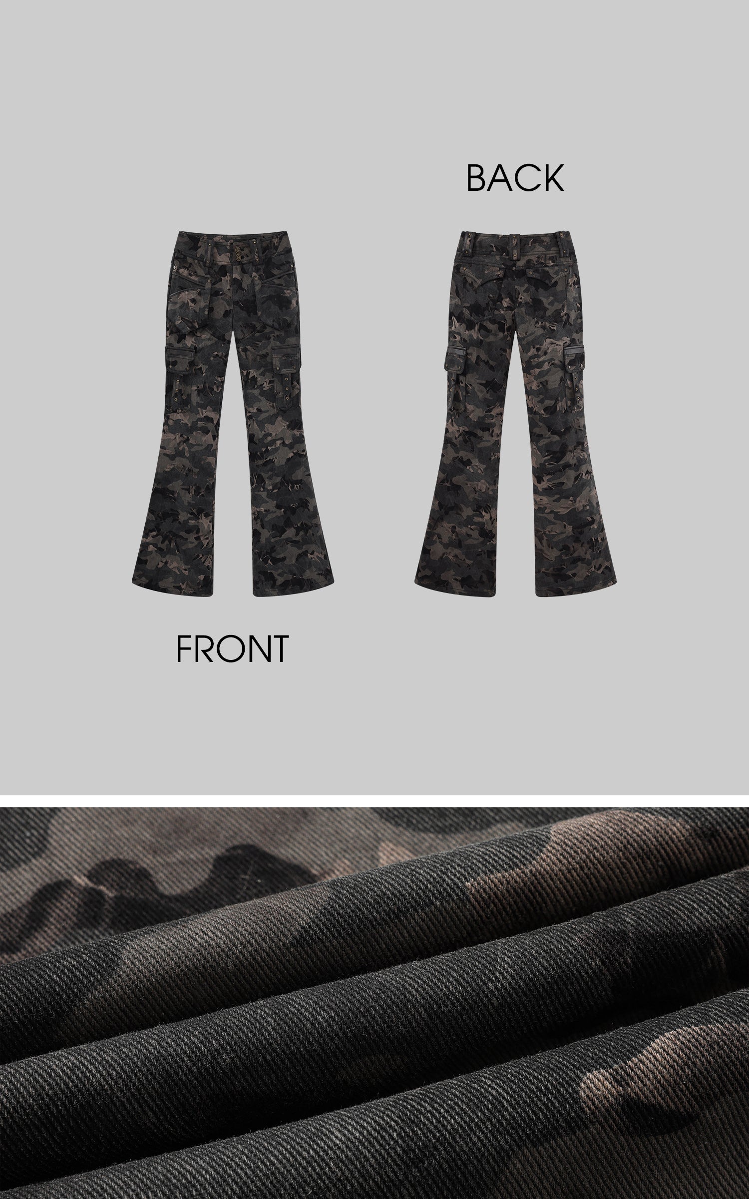 Low pixel Camo Flared Cargo Pants