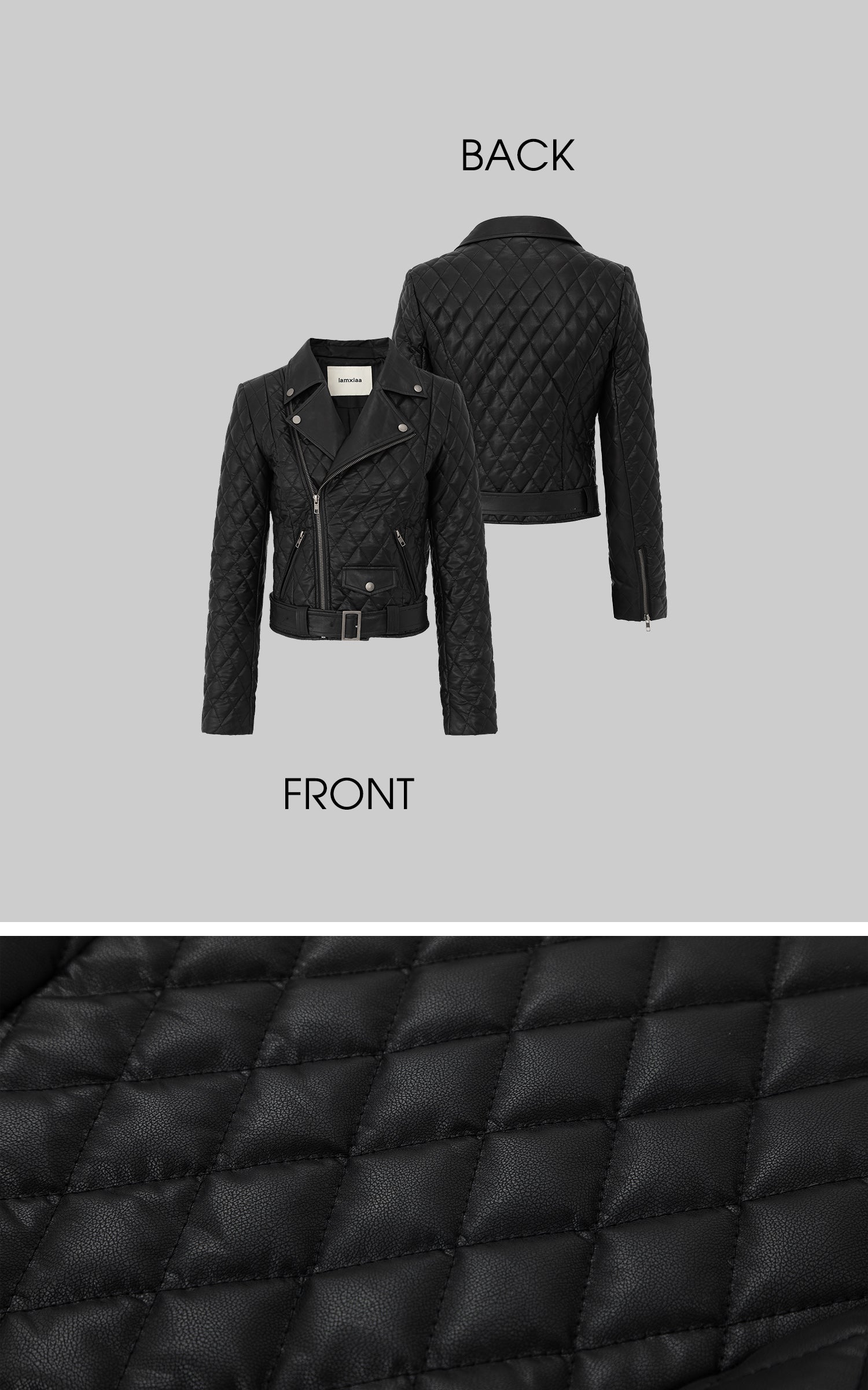 IAMXIAA キルティングフェイクレザー バイカージャケット