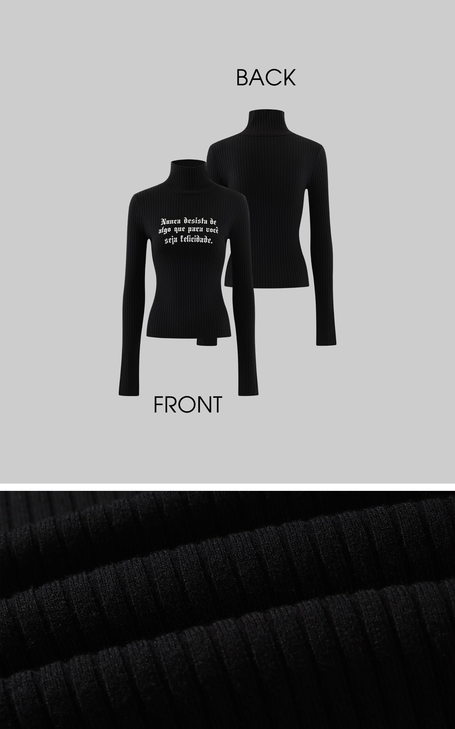 Rase le sol ゴシックレターリブタートルネックニット