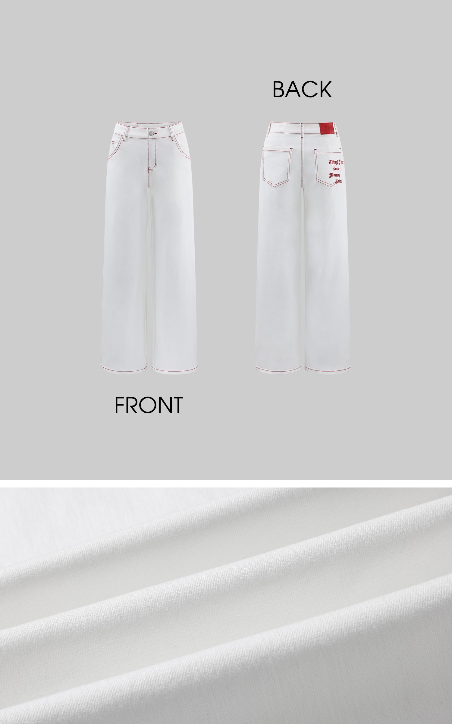 Rase le sol ハイウエストワイドレッグホワイトジーンズ