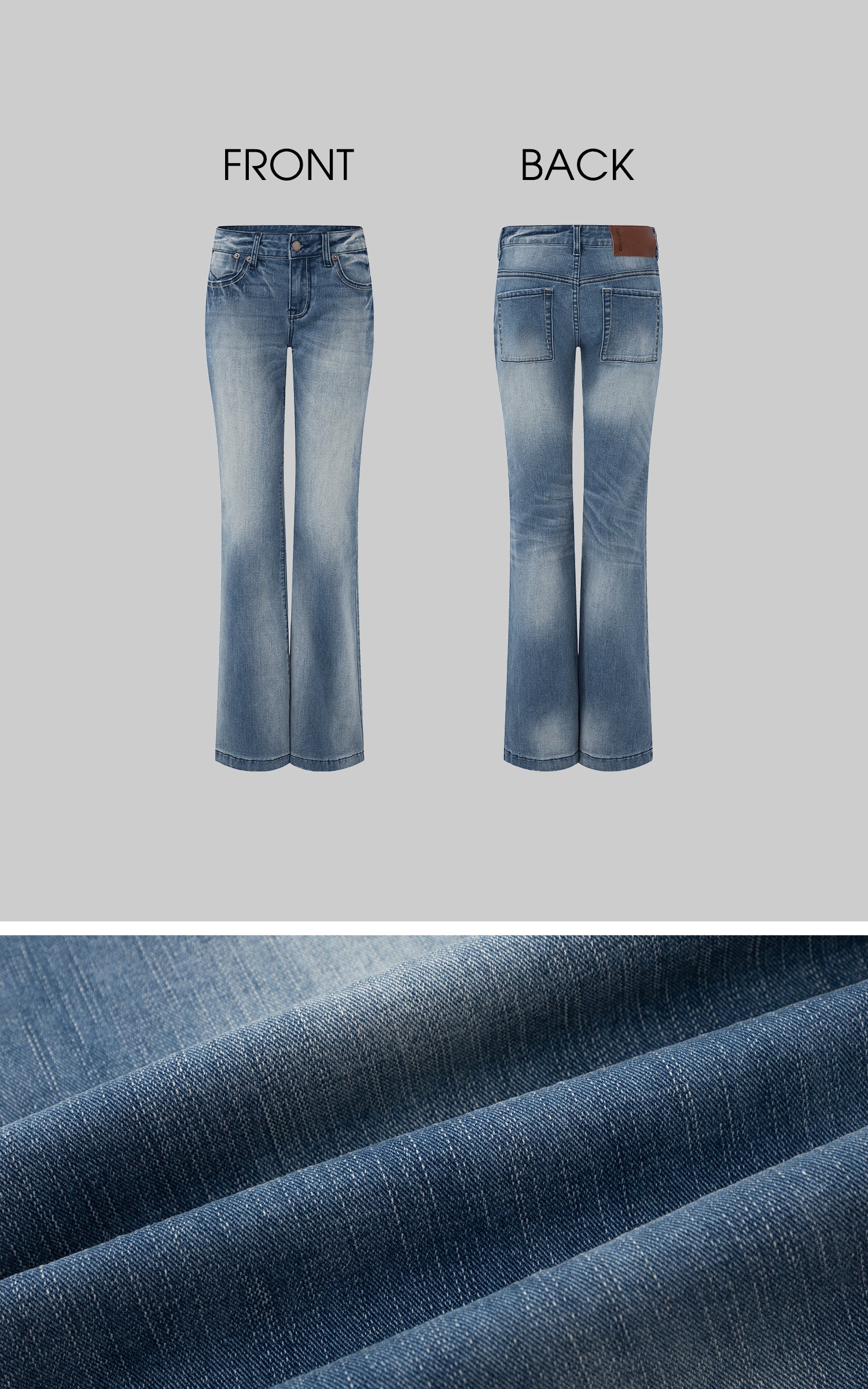 IAMXIAA Vintage Washed Flare Jeans Low Waist Denim with Retro Y2K Street Style