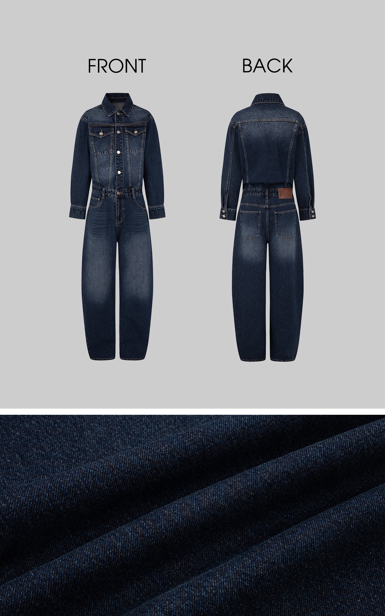 IAMXIAA ダークウォッシュデニムジャンプスーツ ヴィンテージユーティリティスタイル