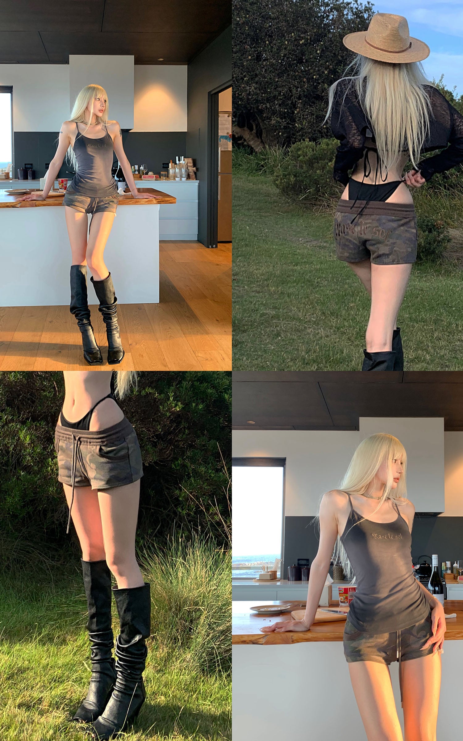 Rase le sol Camouflage Terry Shorts - PINKPARKS