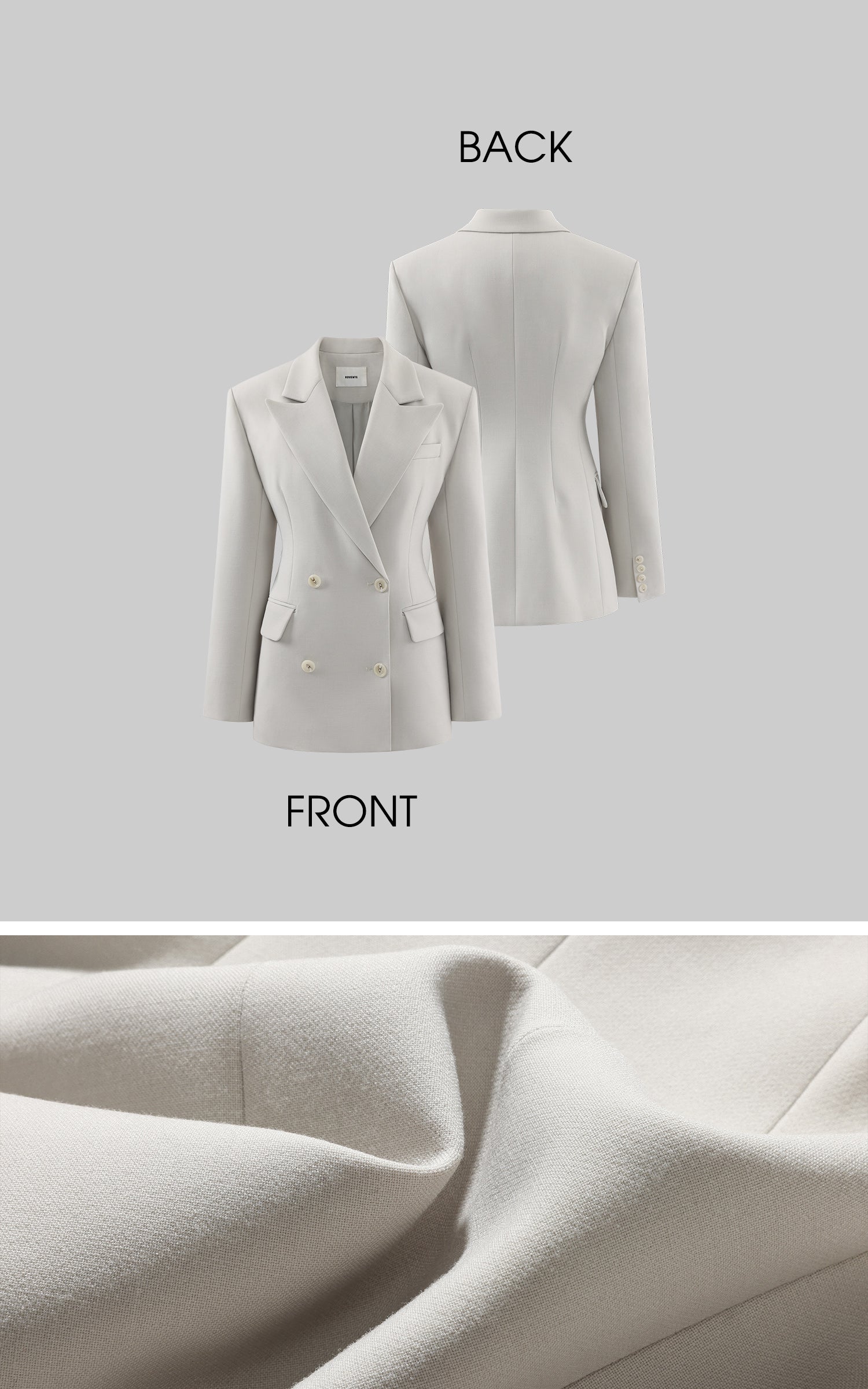 ROVENTE ストラクチャードダブルブレストブレザーとワイドレッグテーラードパンツセット