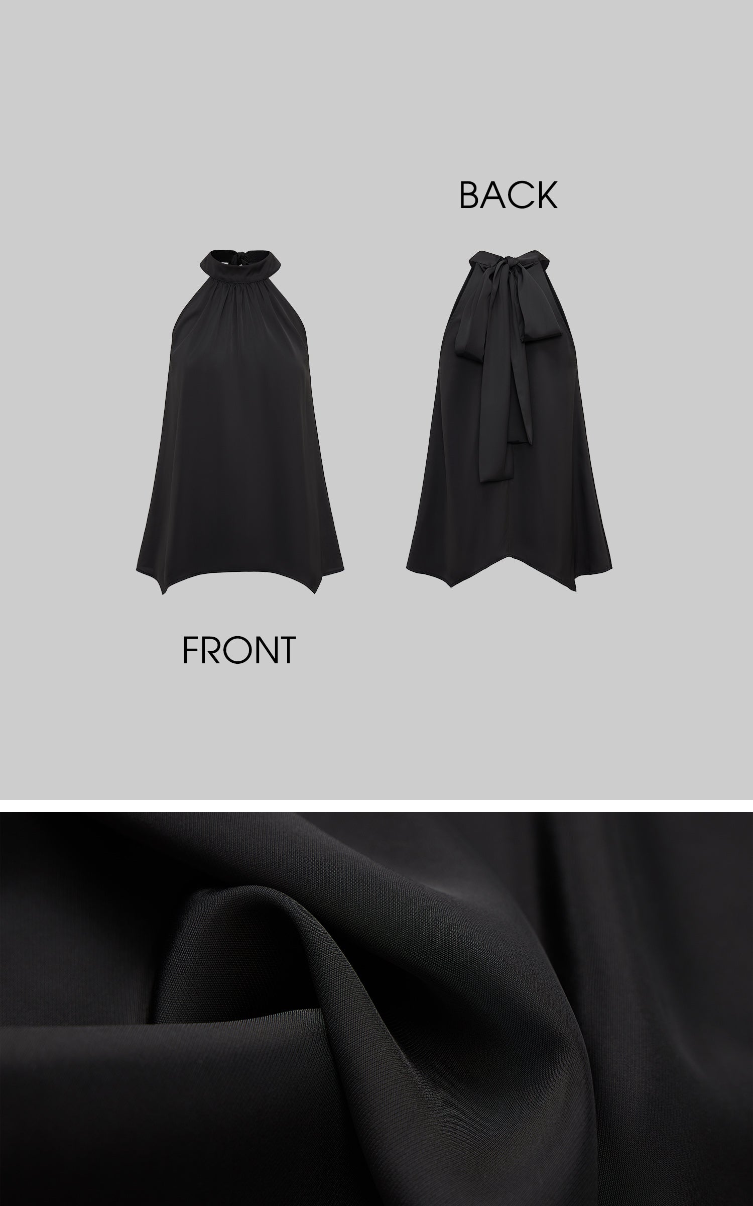 IAMXIAA シフォンホルタートップ・リボン＆バックレスデザイン