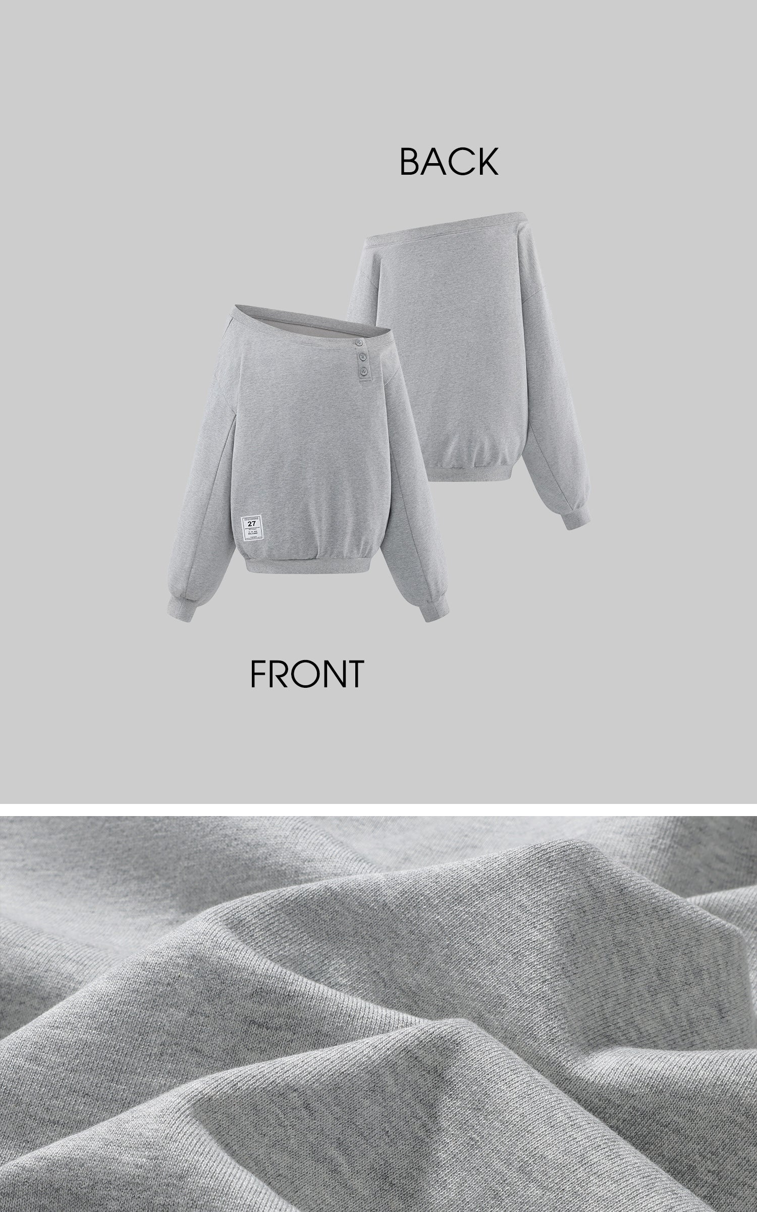 WARDEN EDGE 解体されたアシンメトリックオフショルダースウェットシャツ