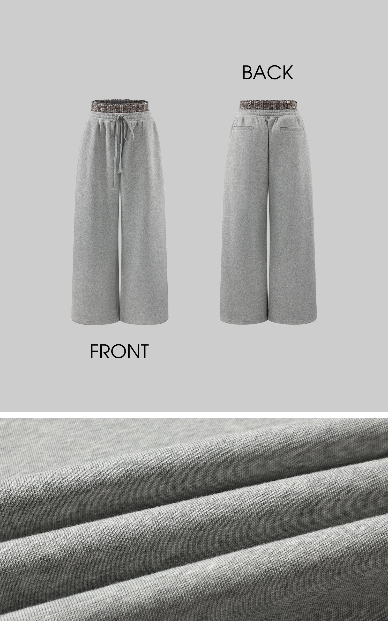 Rase le sol スモックウエスト＆ドローストリング付きワイドレッグスウェットパンツ（フルレングス）