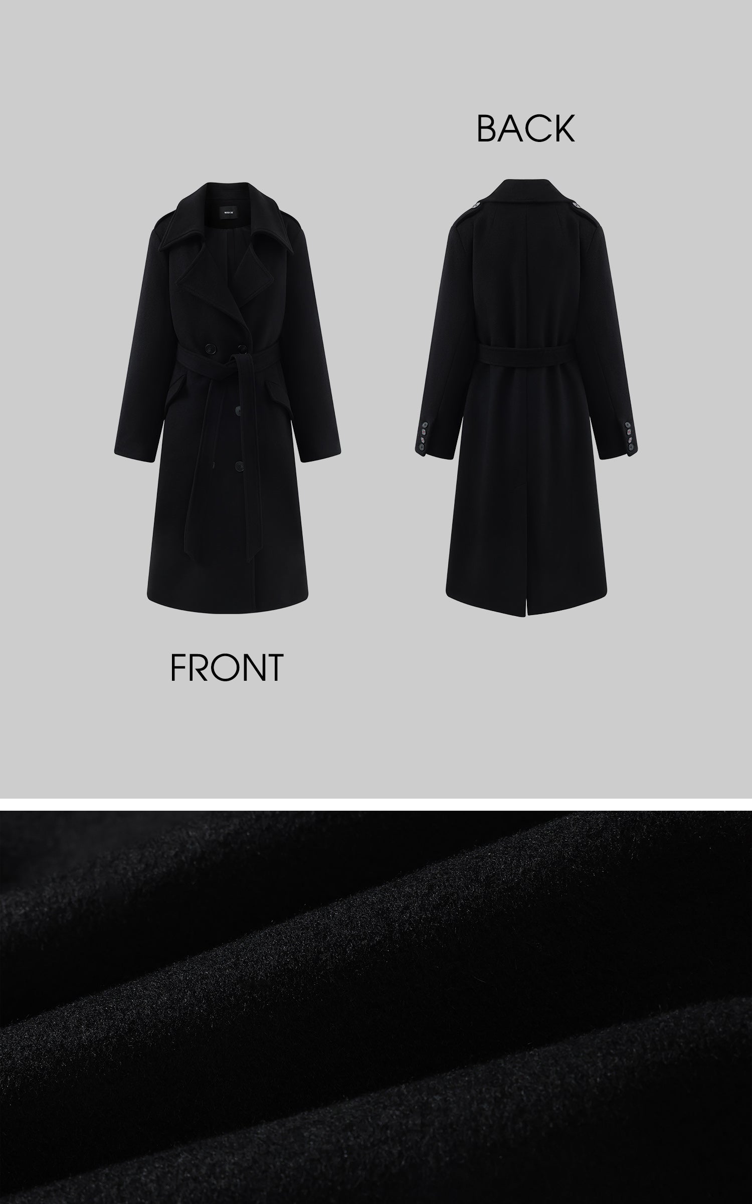 WARDEN EDGE ベルト付きダブルブレストウールコート