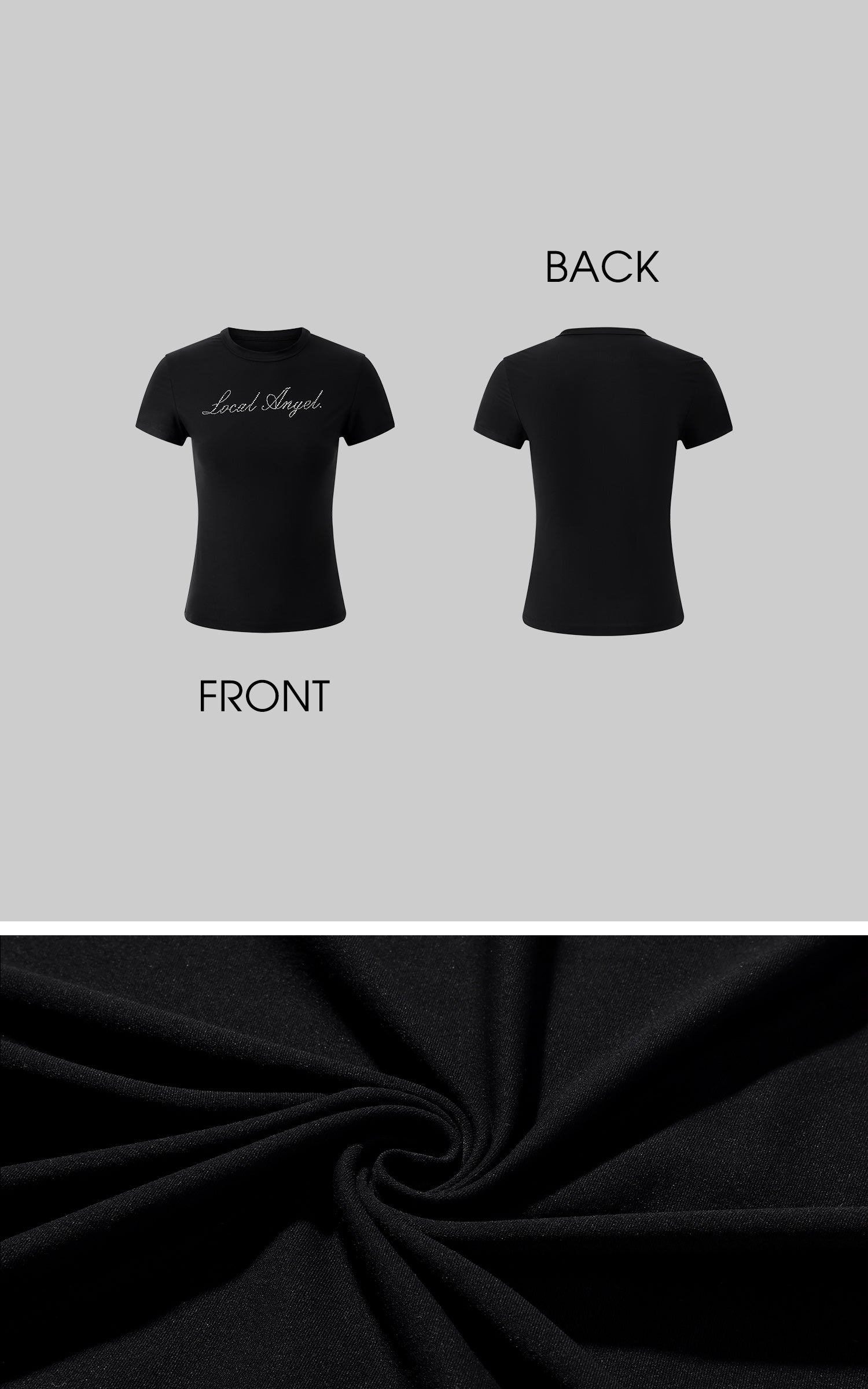 ROVENTE Black Fitted Baby Tee in Stretch Cotton - PINKPARKS