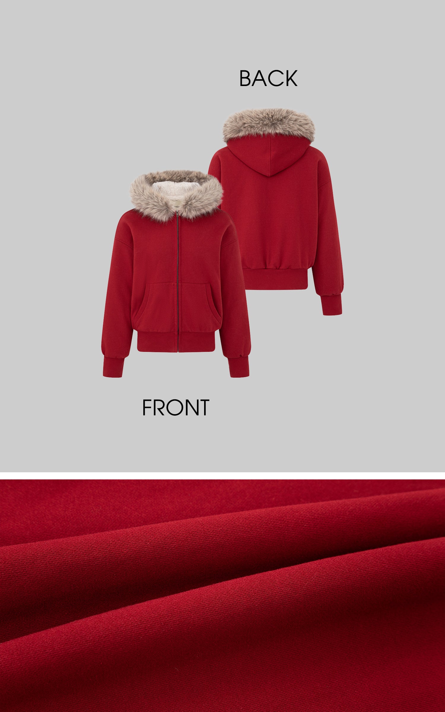 IAMXIAA フェイクファー付きフリースフーディーとワイドレッグスウェットパンツセット