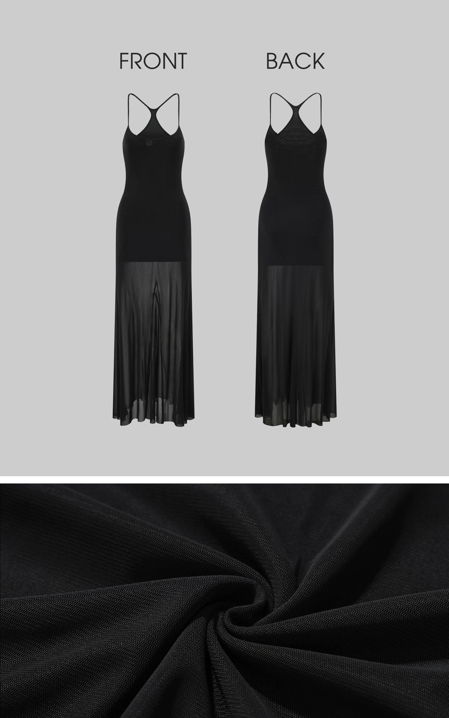 Rase le sol Mesh Spliced Slip Maxi Dress - PINKPARKS