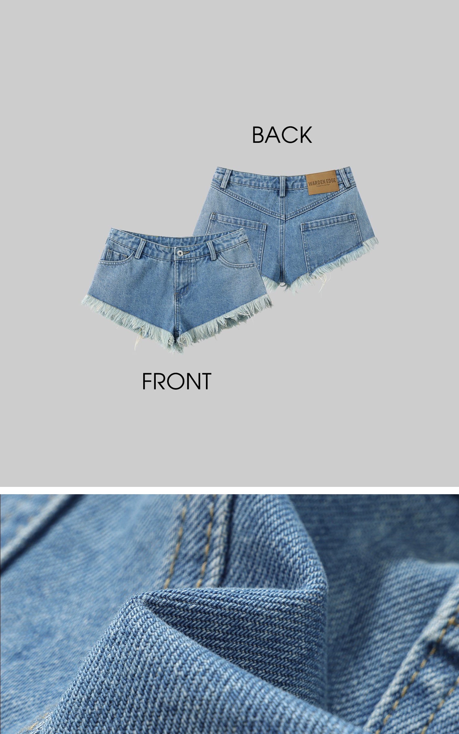 WARDEN EDGE Raw Hem V-Cut Denim Shorts - PINKPARKS