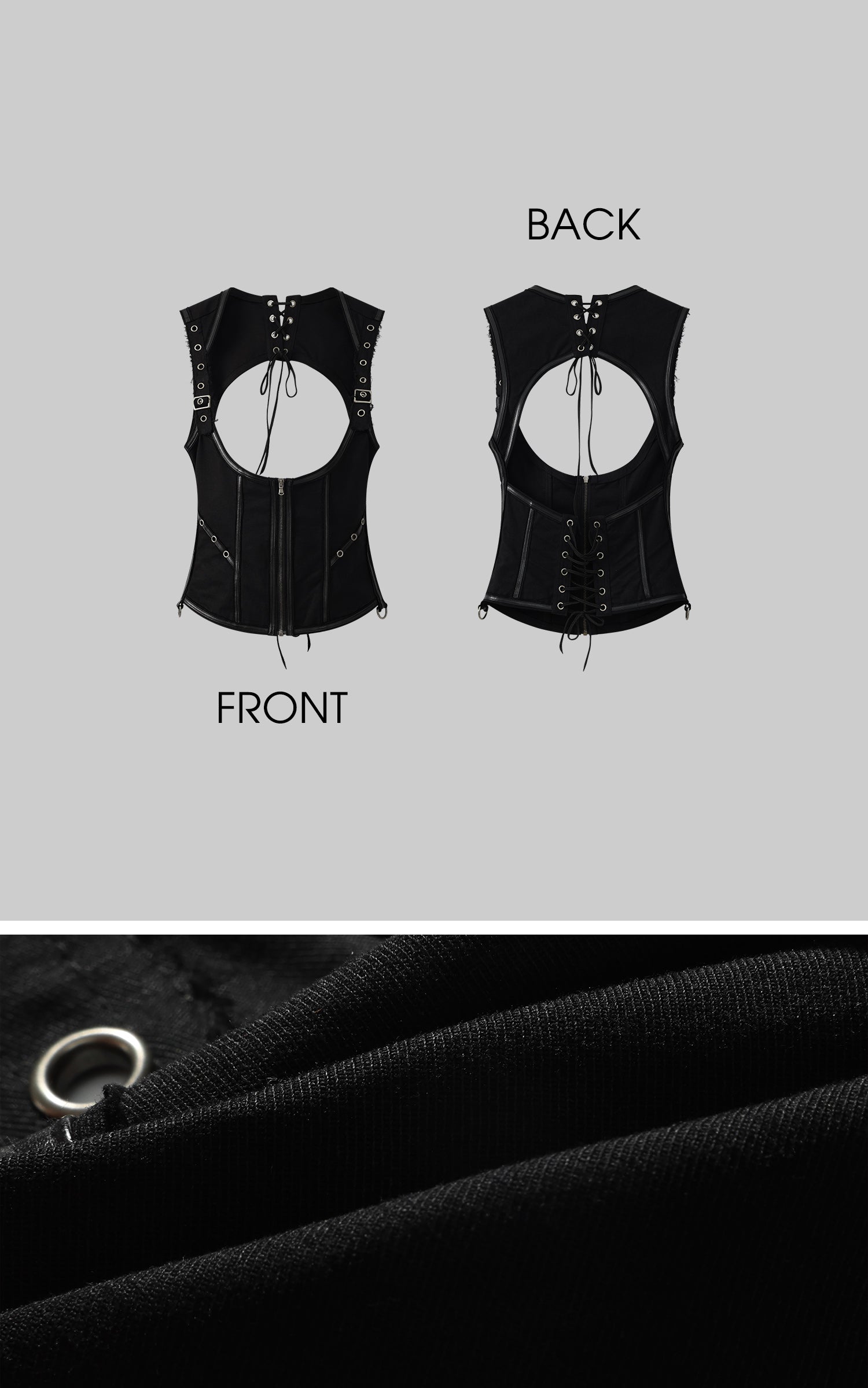 Low pixel スタッズ付きレースアップフィットベスト