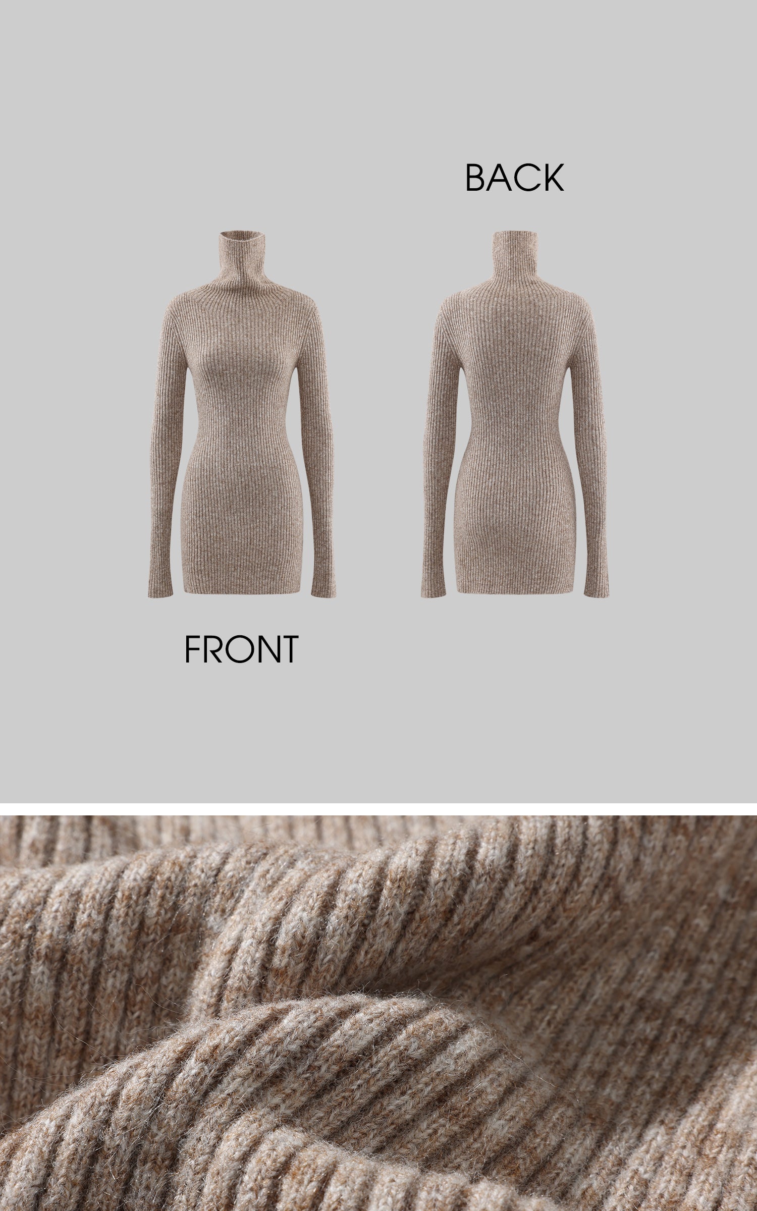 WARDEN EDGE リブ編みウールブレンドタートルネックニットドレス