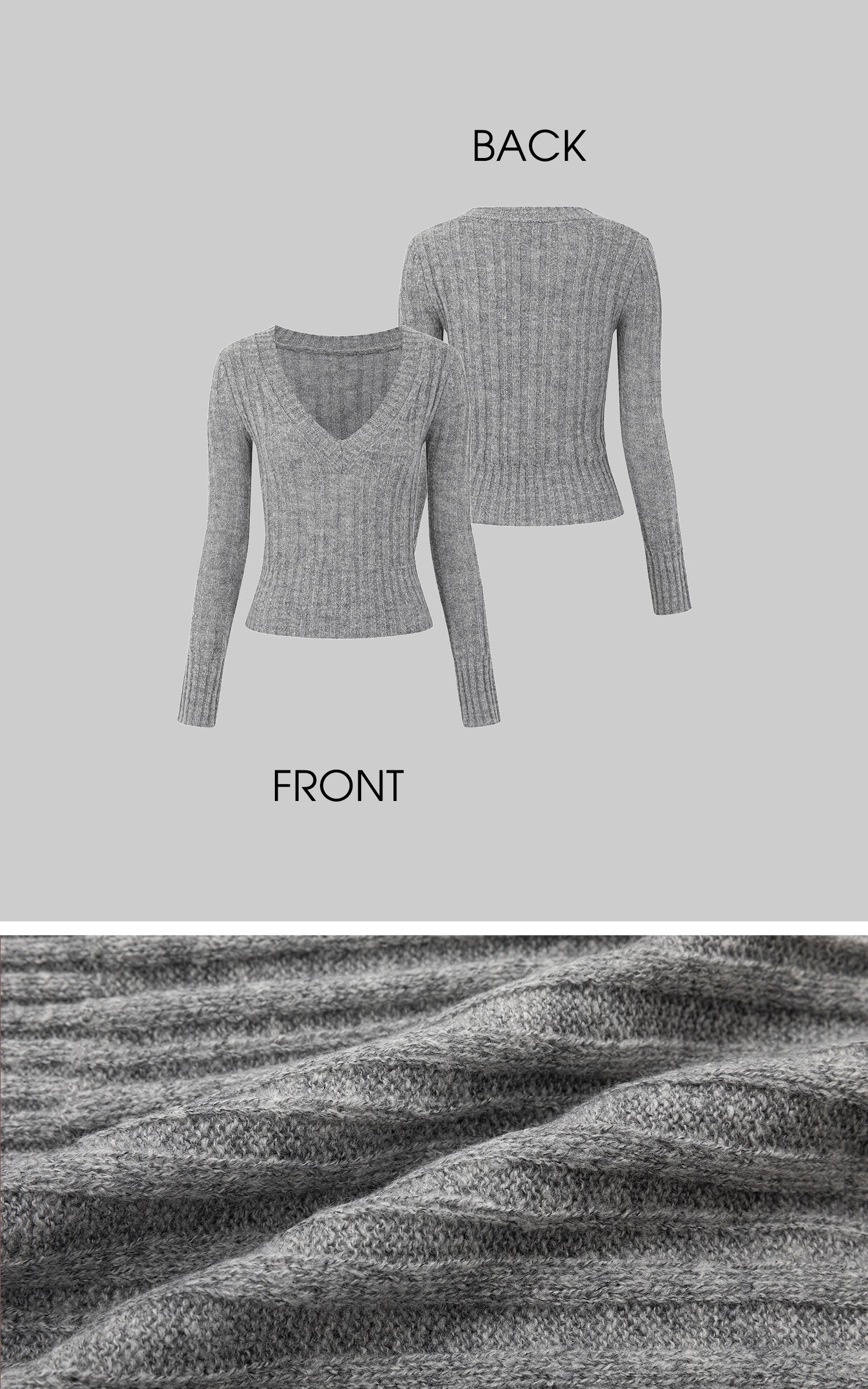 スリムフィット リブ Vネック ニットトップ