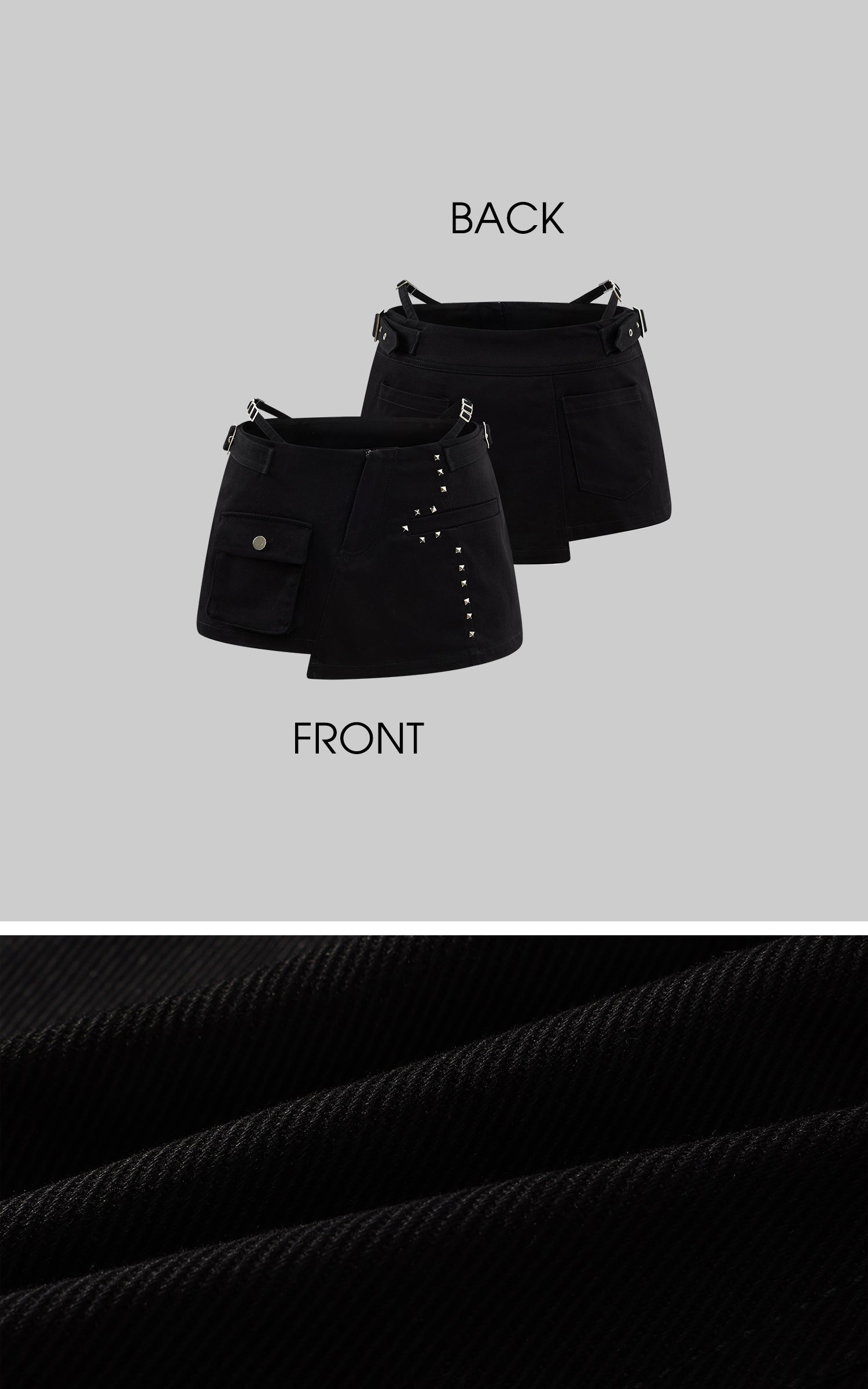 Rase le sol スタッズ付きアシンメトリーミニスカート