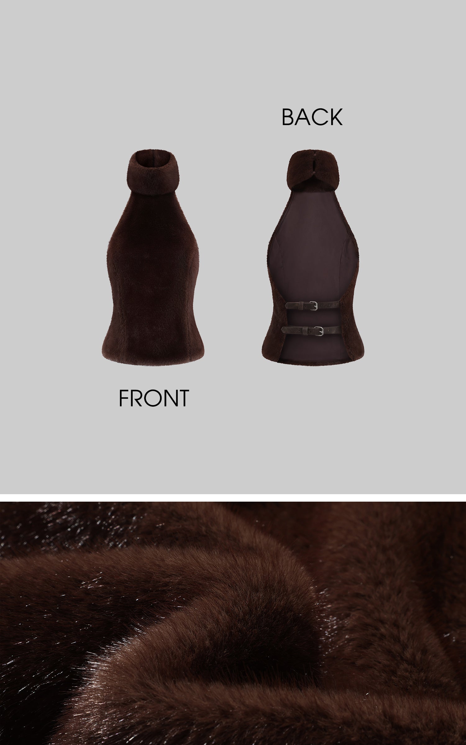 ROVENTE ハイネックオープンバックフェイクファー ベスト