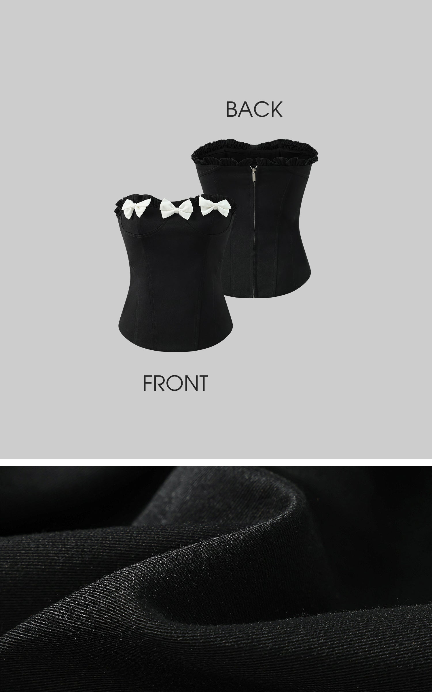 Rase le sol Bow Detail Strapless Top and Bubble Skirt Shorts Set - PINKPARKS