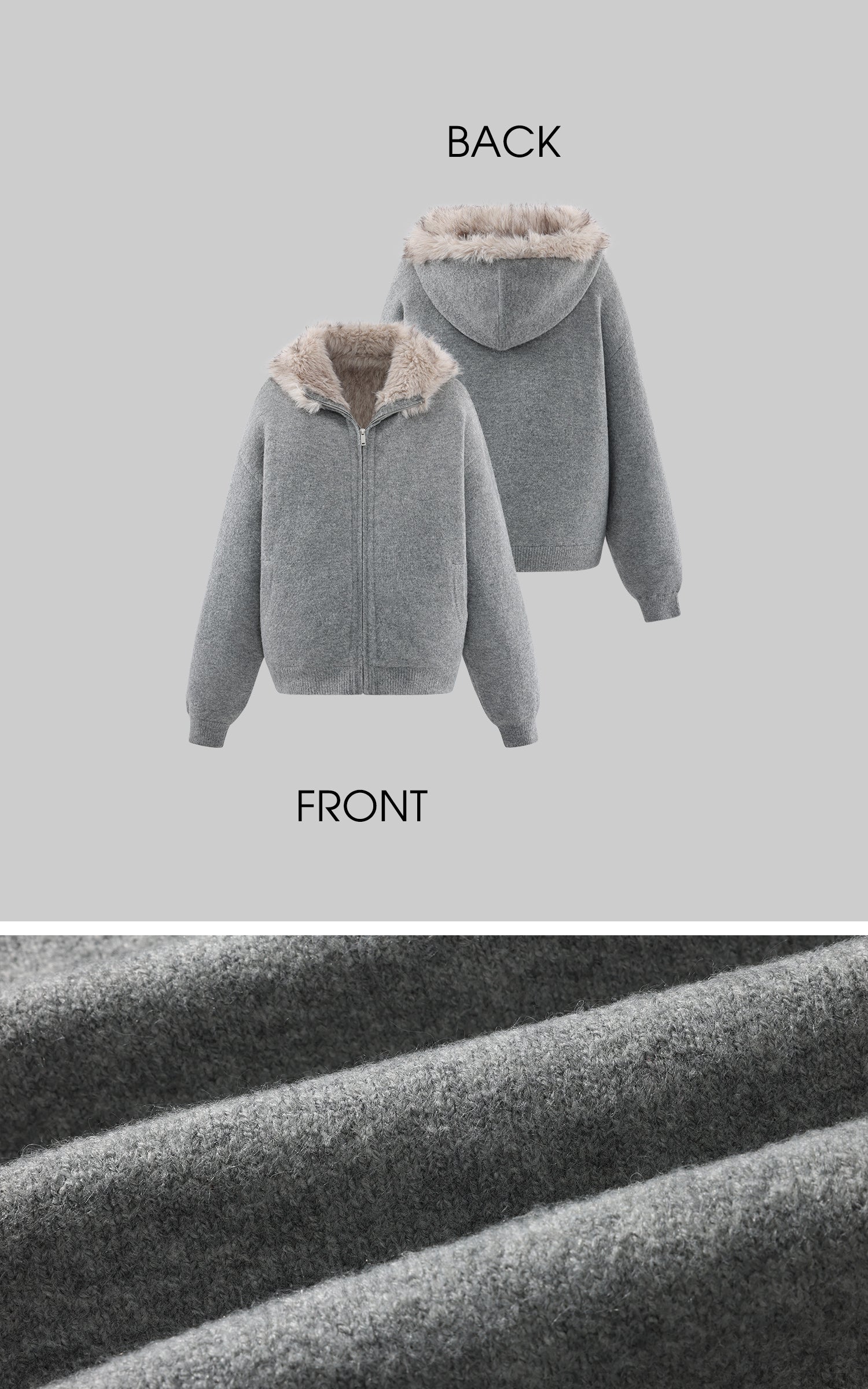 WARDEN EDGE ファーフードジャケット＆ニットフードハットセット（スリムトップ＆ドローストリングショーツ付き）