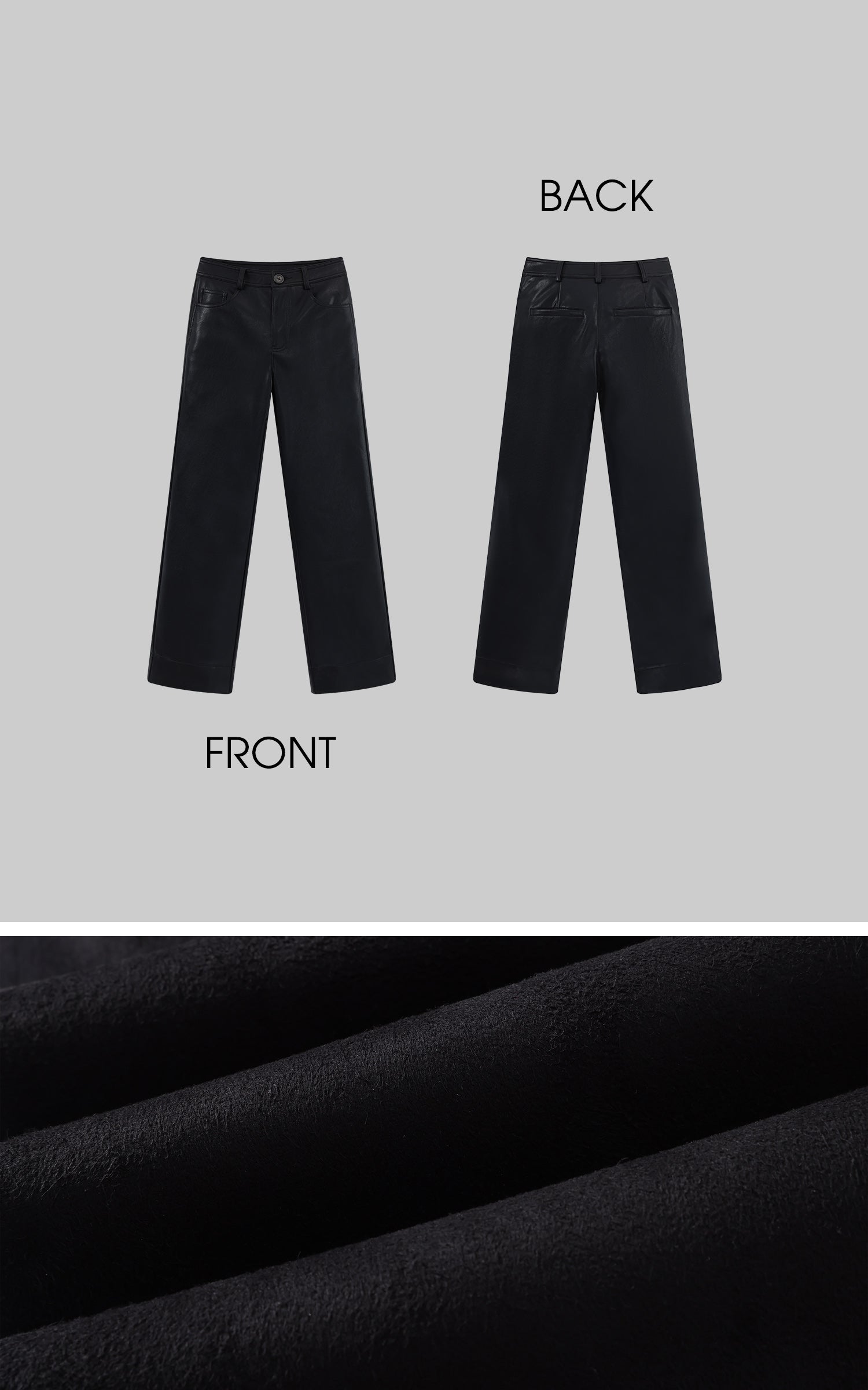 ROVENTE ストレートレッグフェイクレザーパンツ