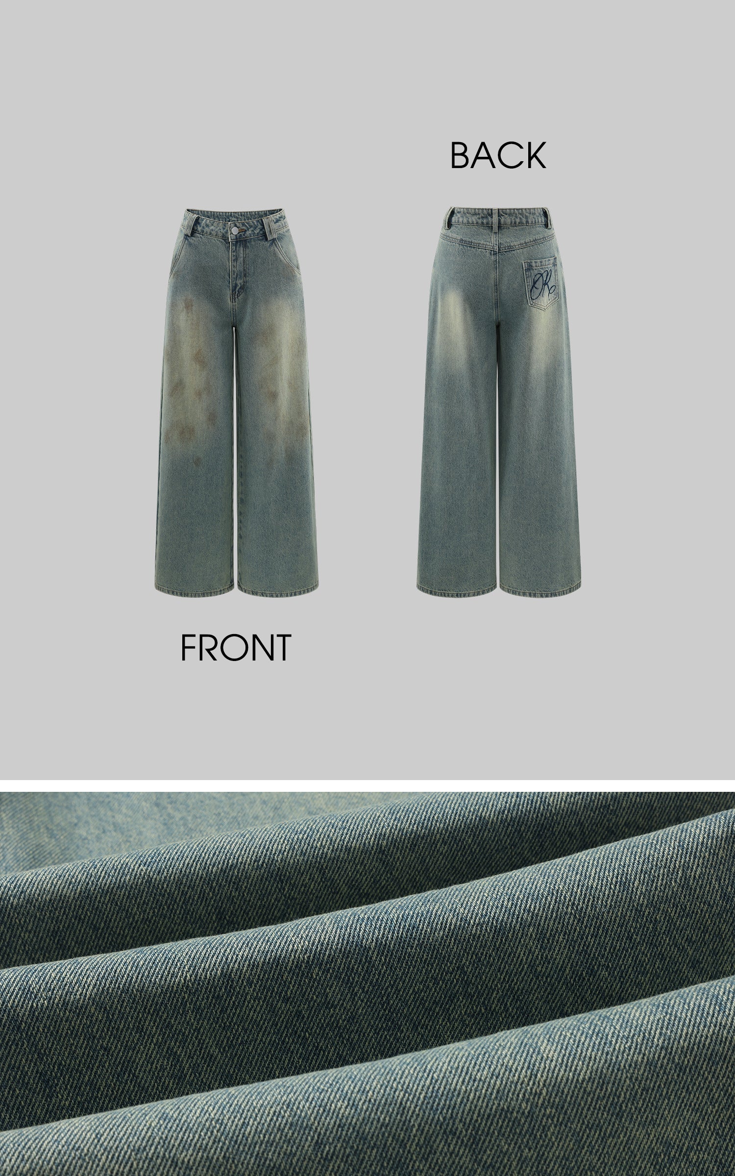 Rase le sol ルーズウォッシュワイドレッグデニムジーンズ