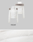 IAMXIAA Cropped Puffer Jacket with Faux Fur Hood and Button Detail