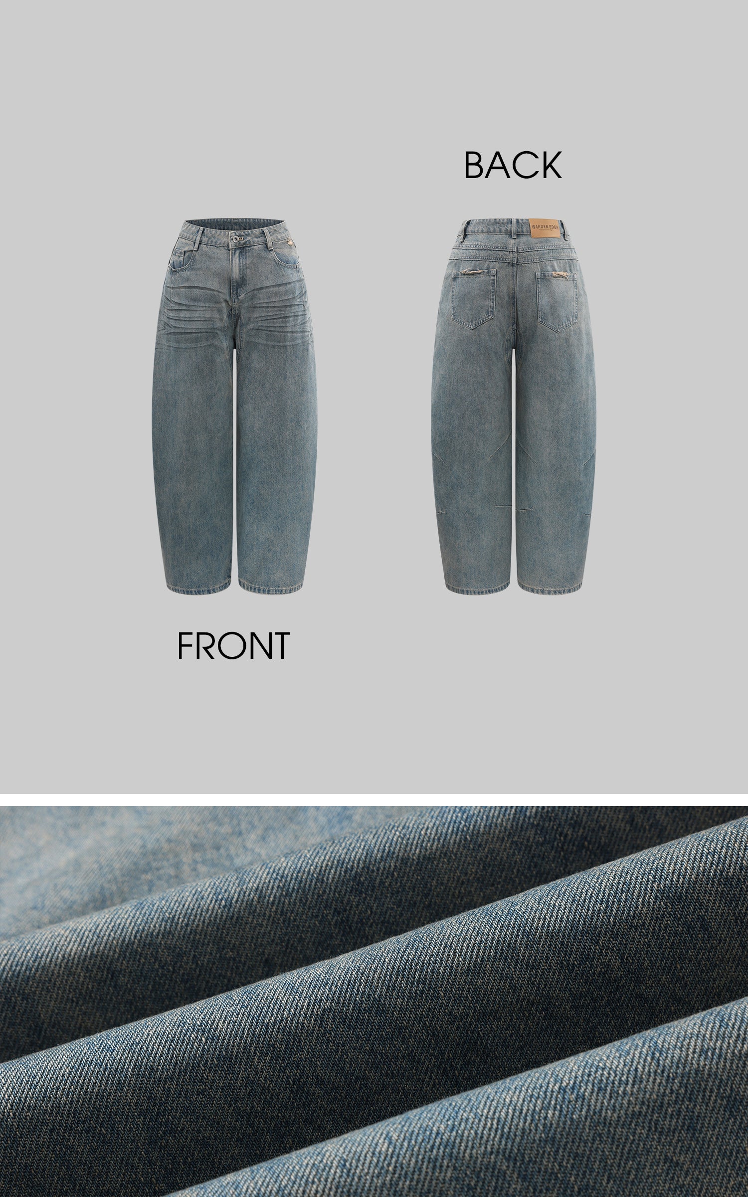 WARDEN EDGE スカルプテッドワイドレッグデニムパンツ