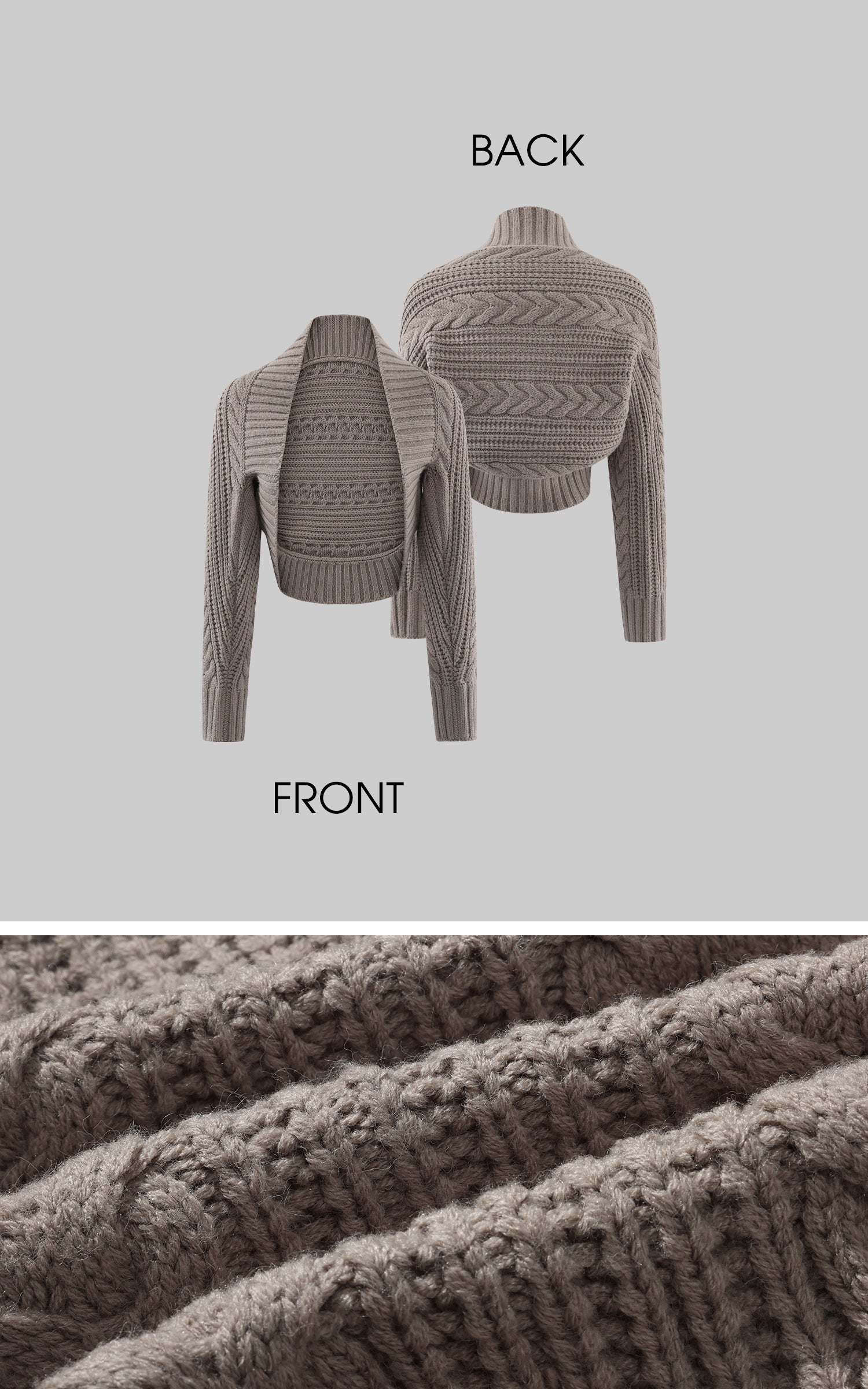 ROVENTE ケーブルニットカーディガン、ベスト、ショートパンツの3点セット