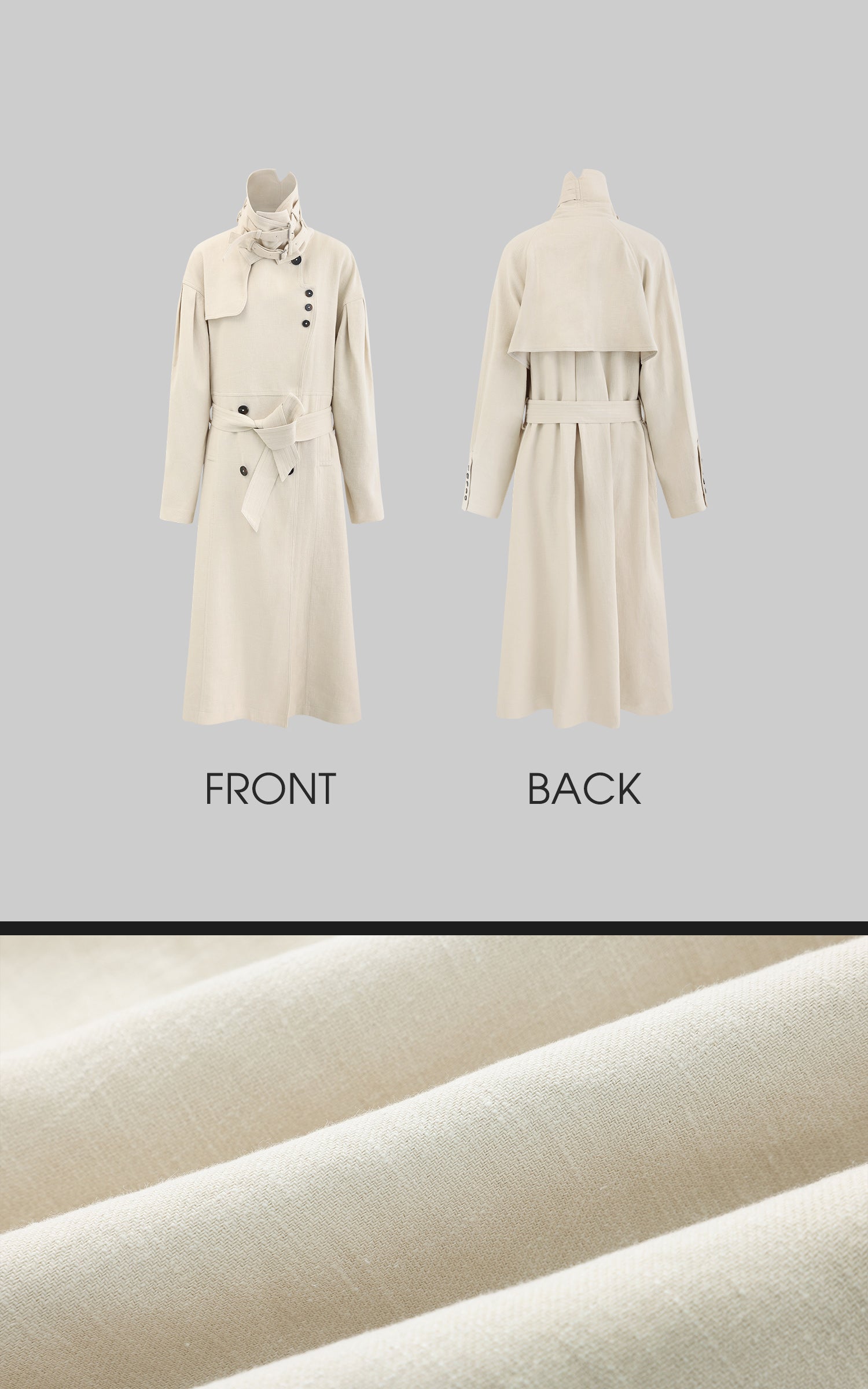 Rase le Sol Oversized Cotton-Linen Outerwear with Belted Waist - PINKPARKS