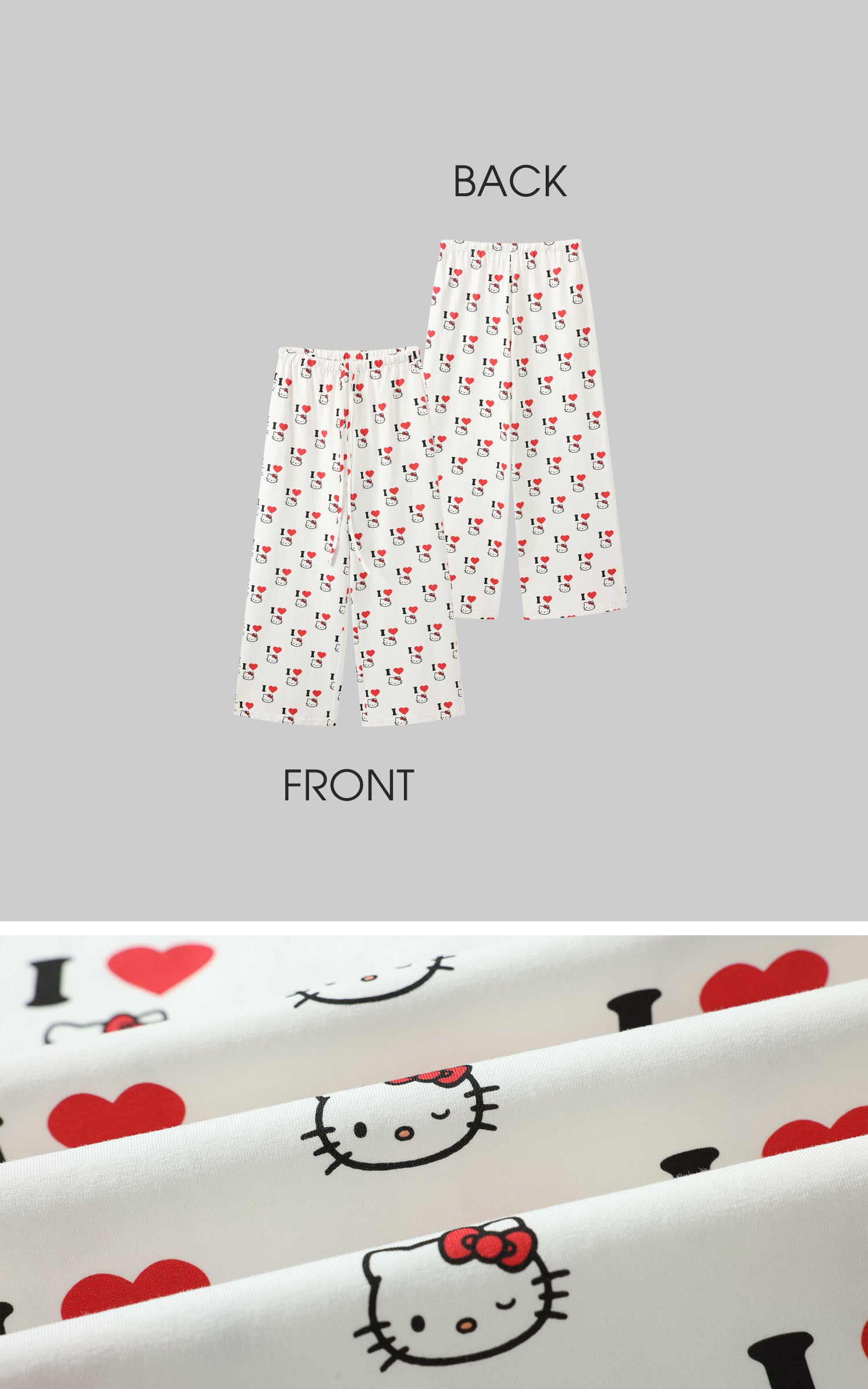 0122stepll アイハートキティ ワイドレッグラウンジパンツ