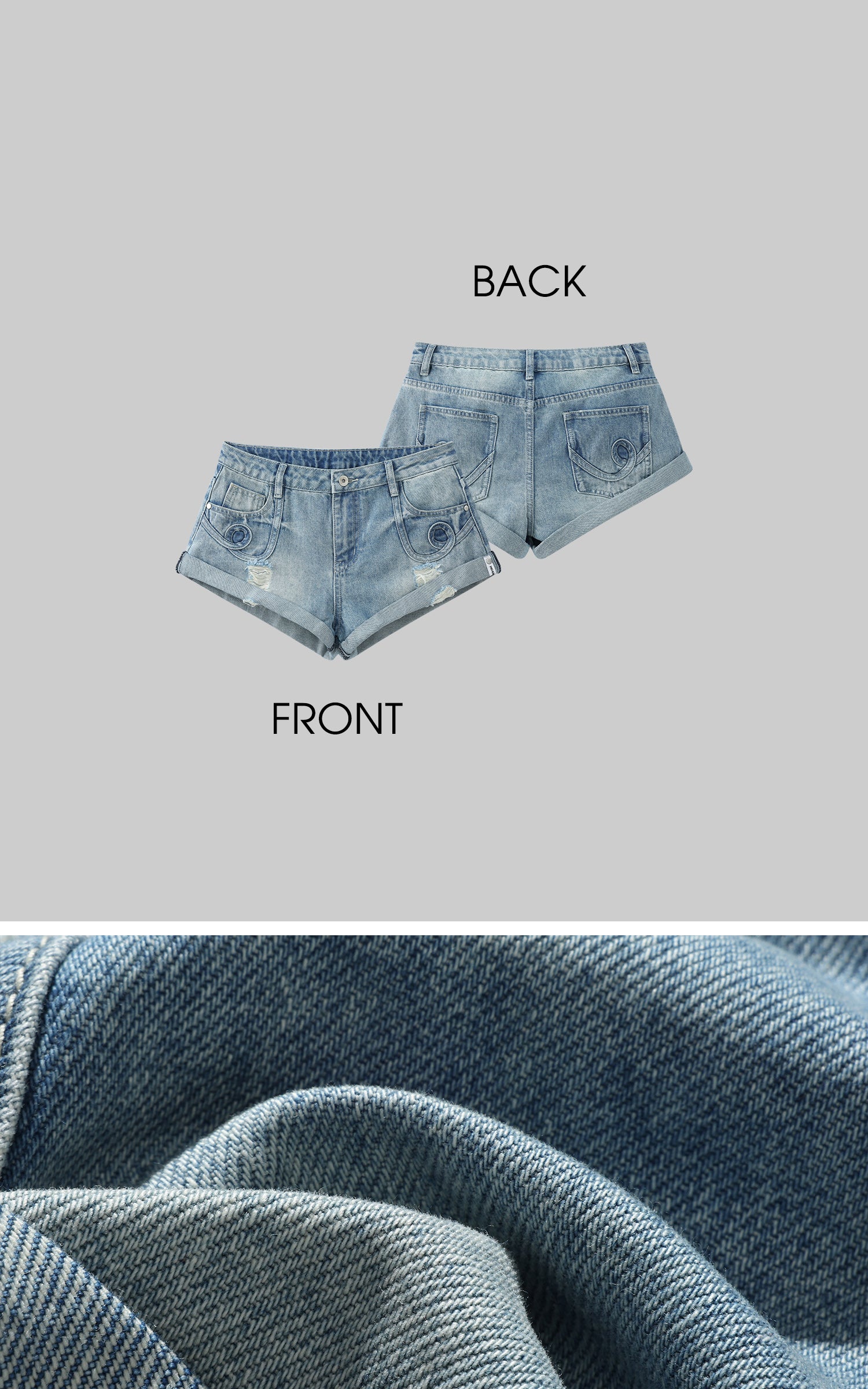 WARDEN EDGE Distressed Denim Shorts with Folded Hem &amp; Ring Stitch - PINKPARKS