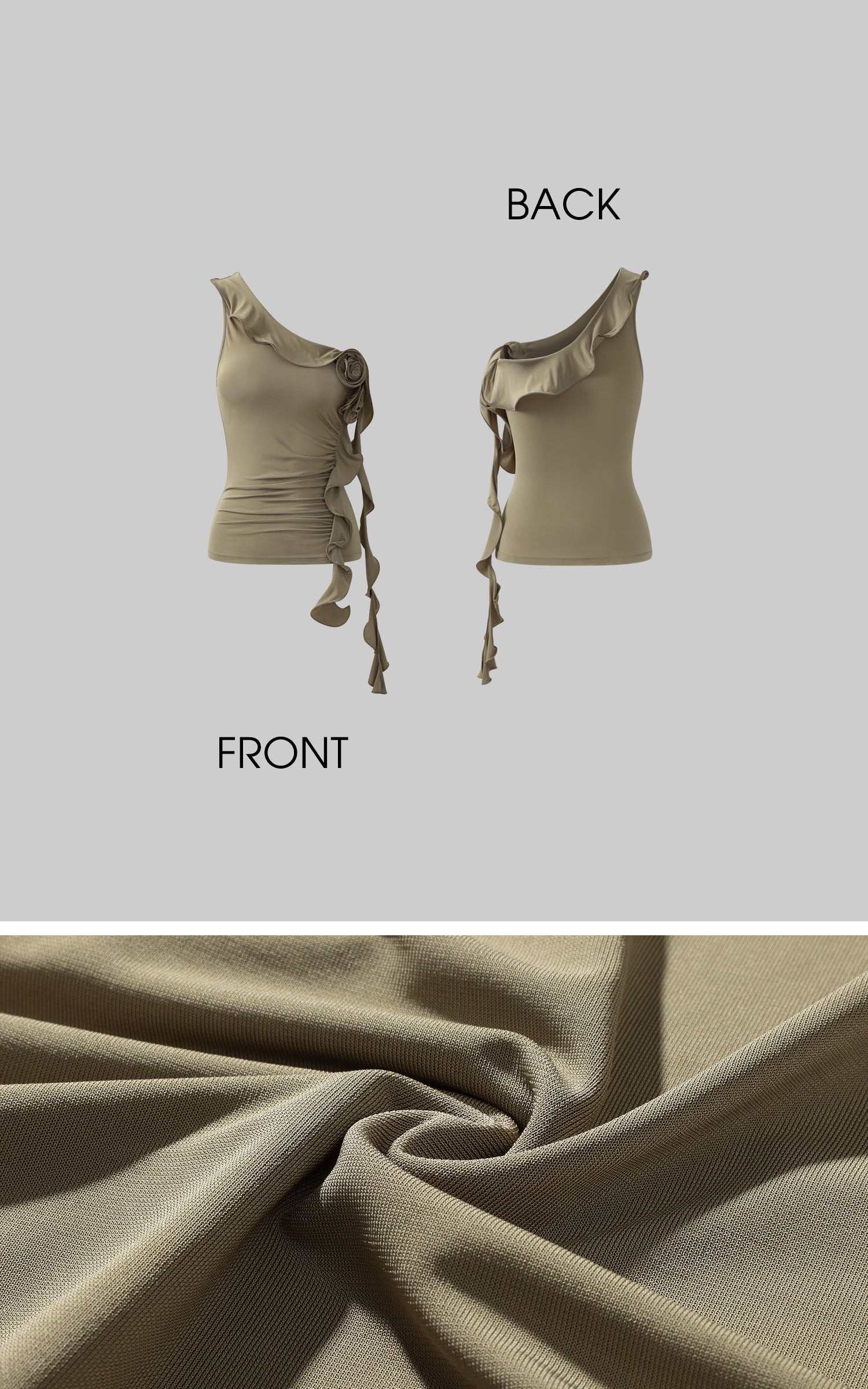 0122stepll アシンメトリック ラッシュド ワンショルダー トップ