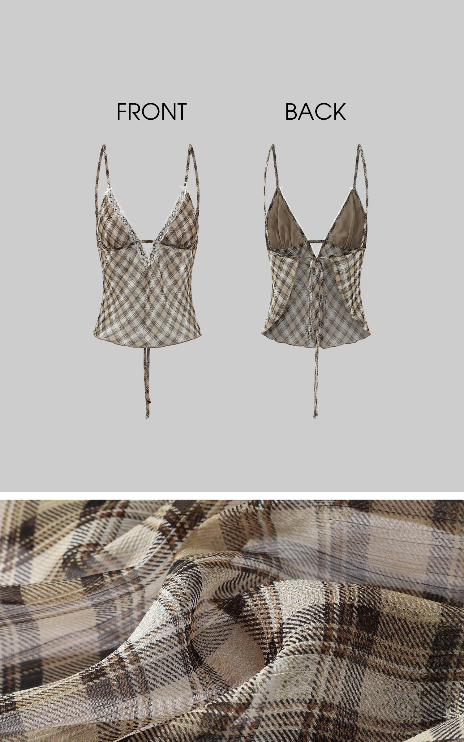 ROVENTE Plaid Sheer Cami Top and Flowy Midi Skirt Matching Set - PINKPARKS