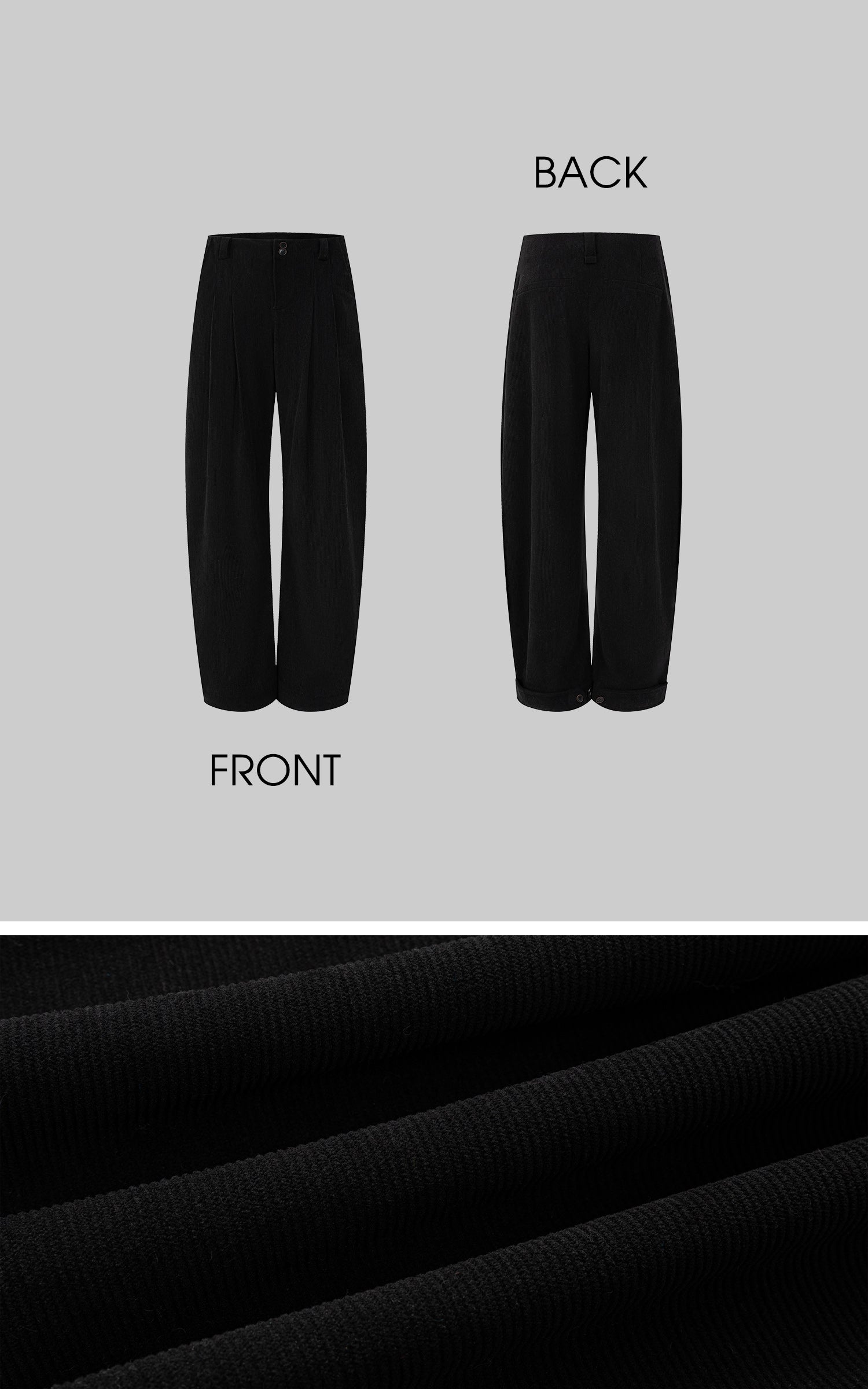 IAMXIAA リブ編みワイドレッグカジュアルパンツ