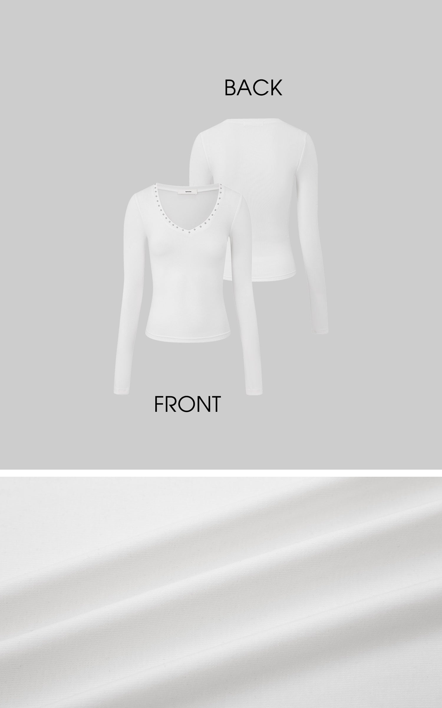 IAMXIAA Studded V-Neck Long Sleeve Tee