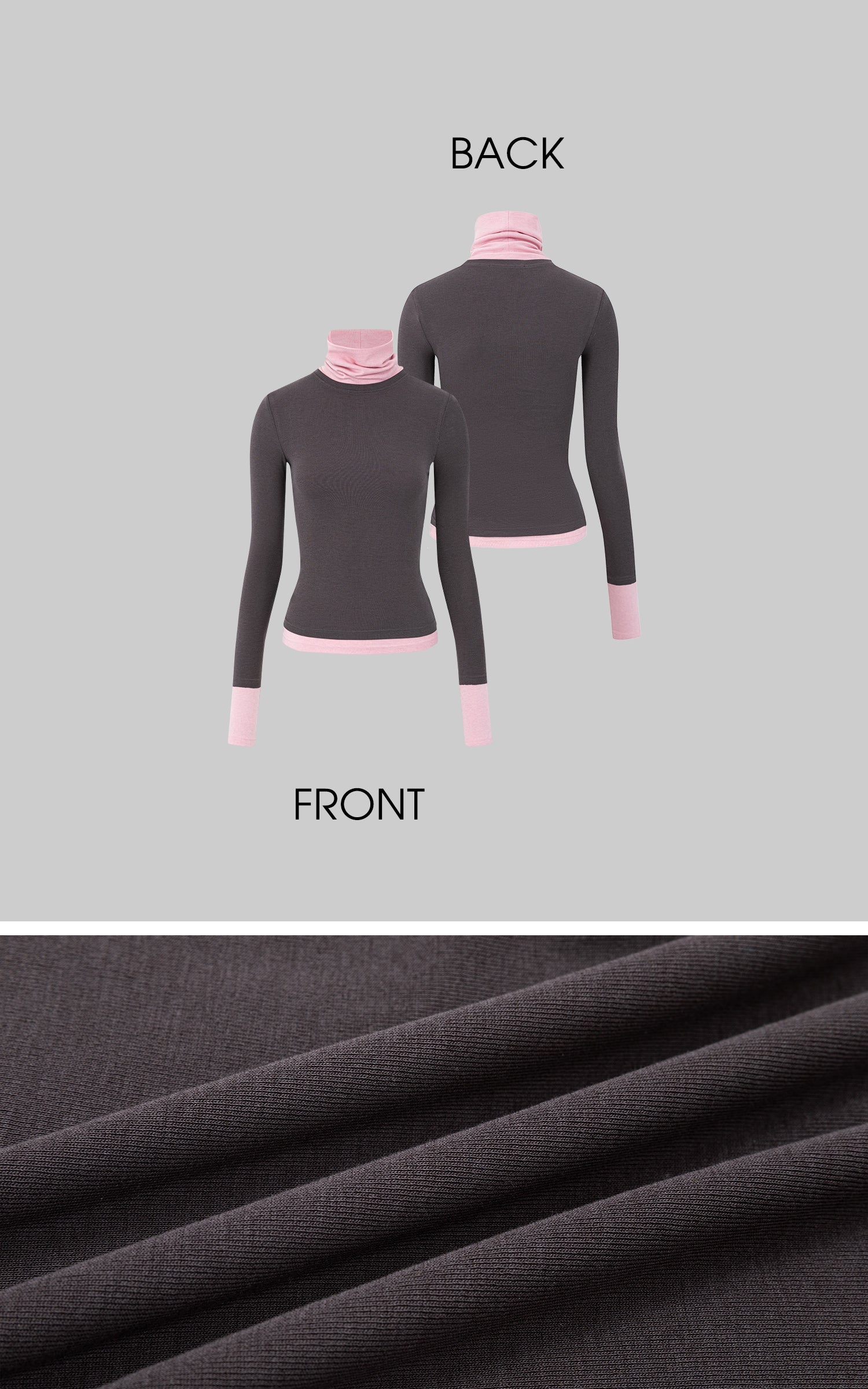 IAMXIAA レイヤードルックフィットニットタートルネックトップ