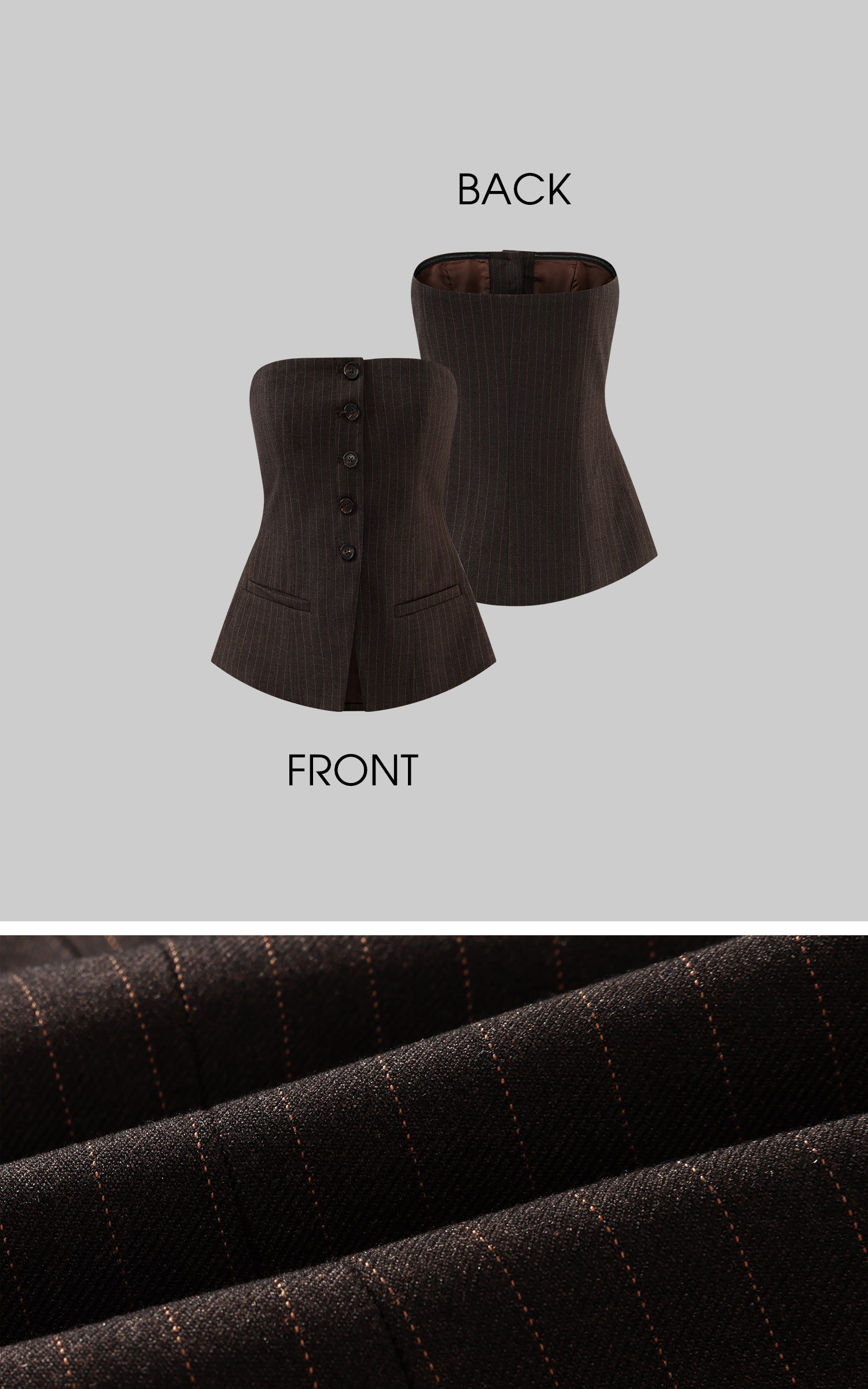 ROVENTE ブレザービスチェ＆ワイドパンツ付きテーラードピンストライプスーツセット