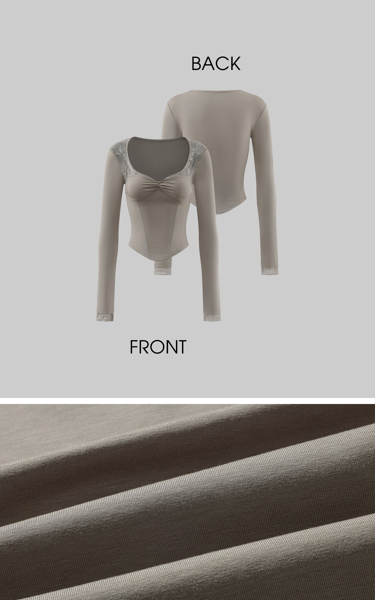 Rase Le Sol レースパネル付きフィット長袖Tシャツ